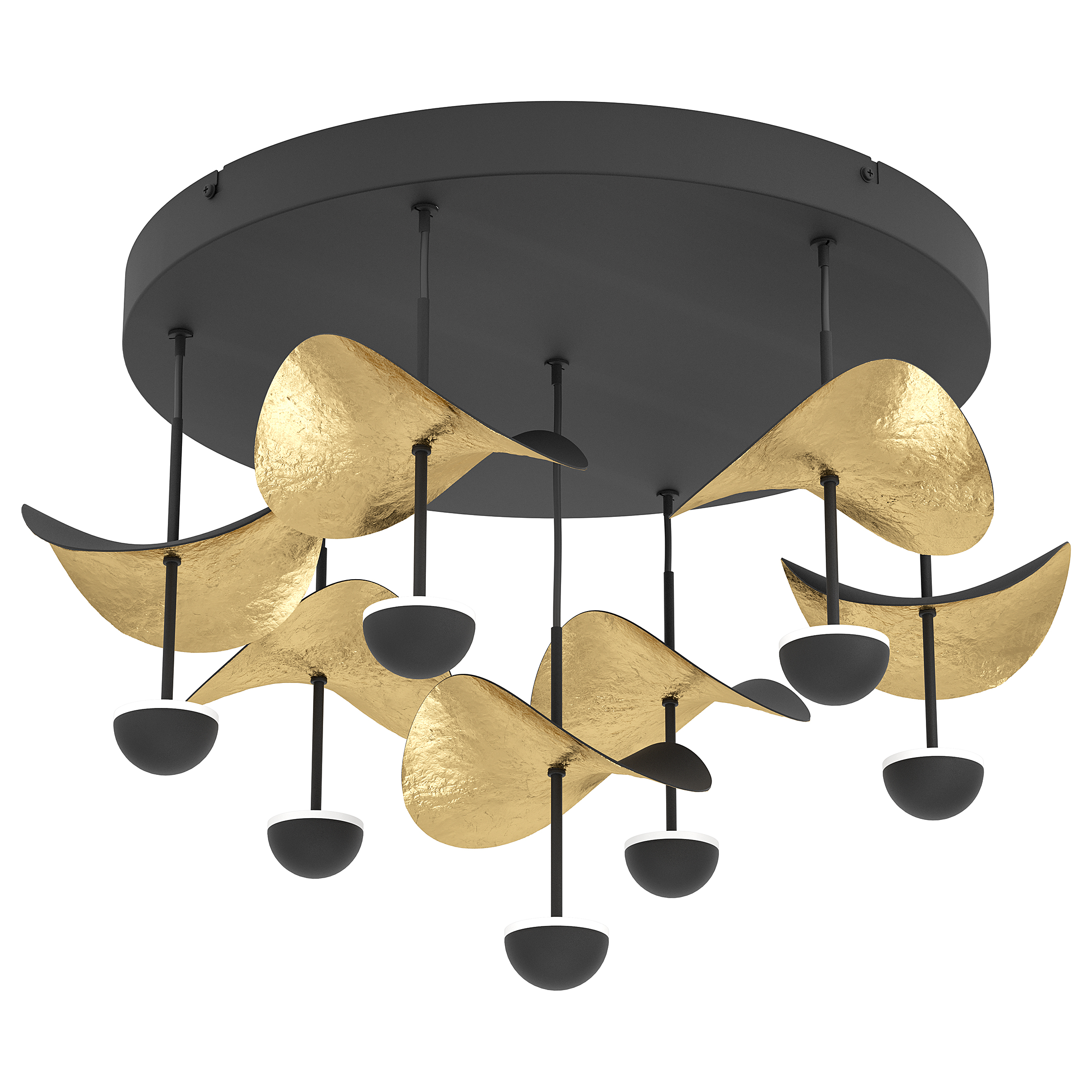 LED Ceiling Light Dracera 7-Light Steel Black Gold