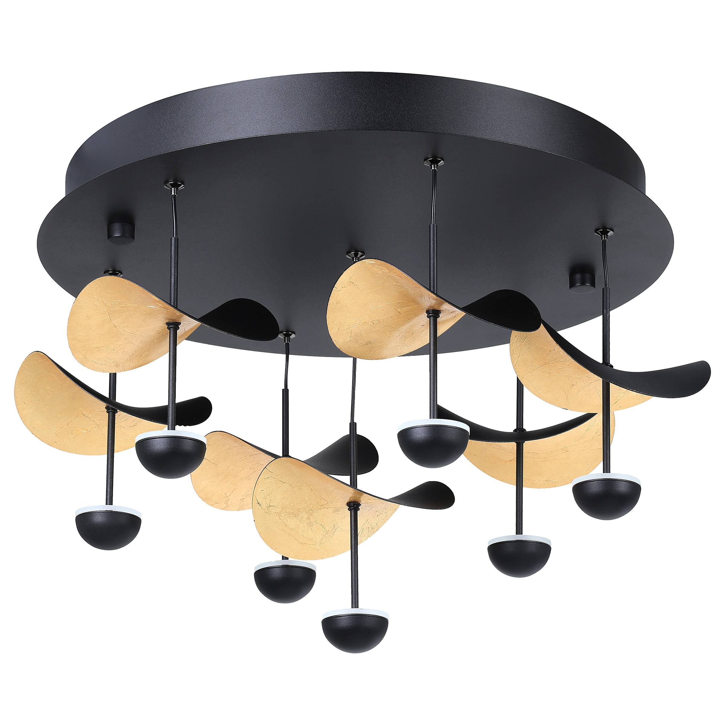 LED Ceiling Light Dracera 7-Light Steel Black Gold