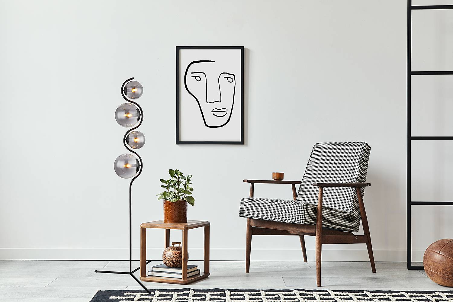 Floor lamp Porry 4-light colored glass iron
