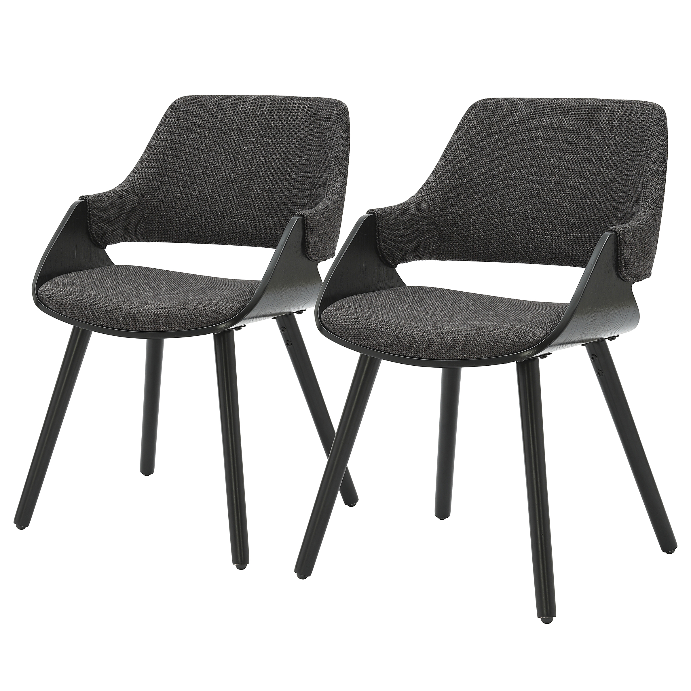 RIFFLES Armchair Set of 2 Anthracite Black