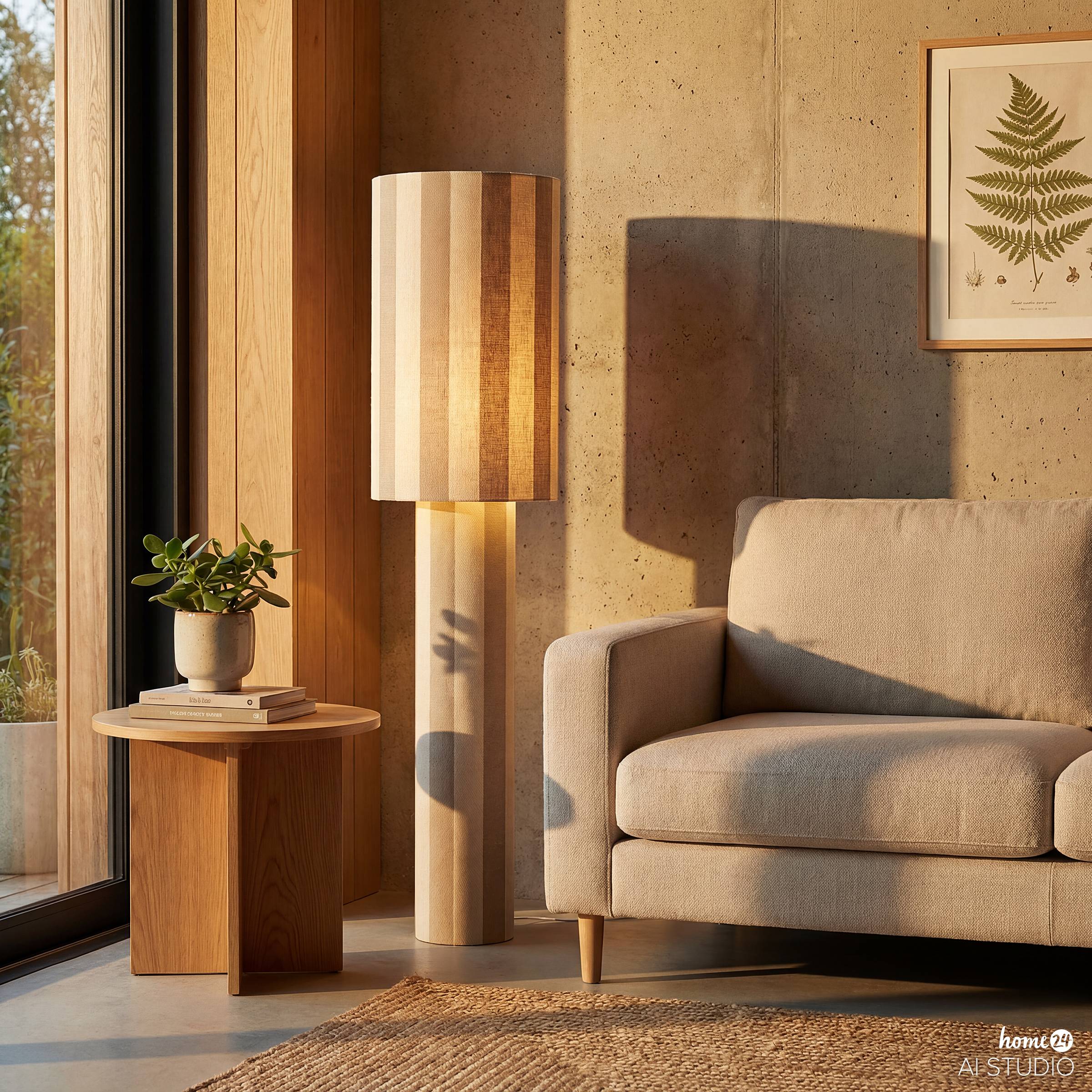 1-Light Nuvio Floor Lamp Iron Linen Beige