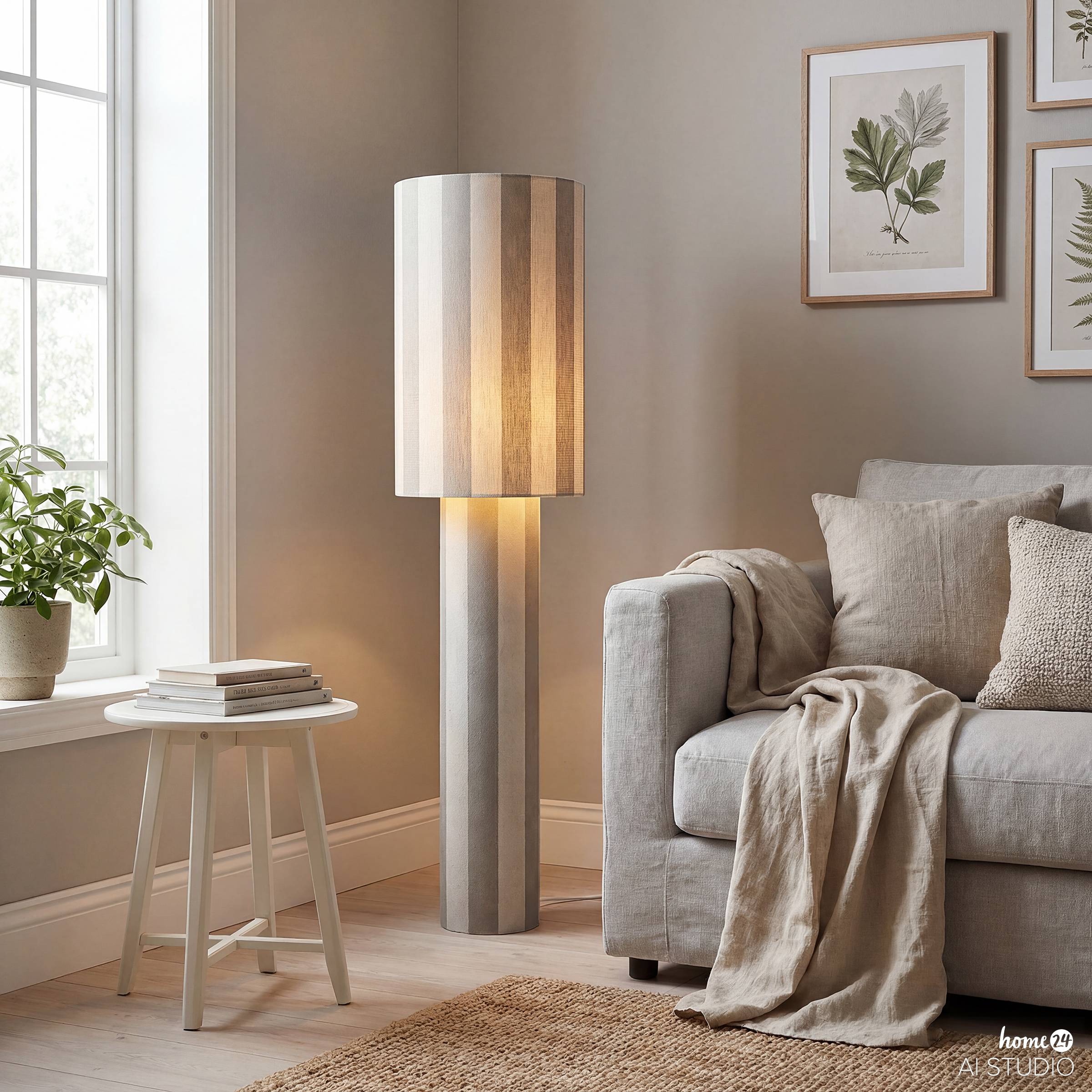 1-Light Nuvio Floor Lamp Iron Linen Beige