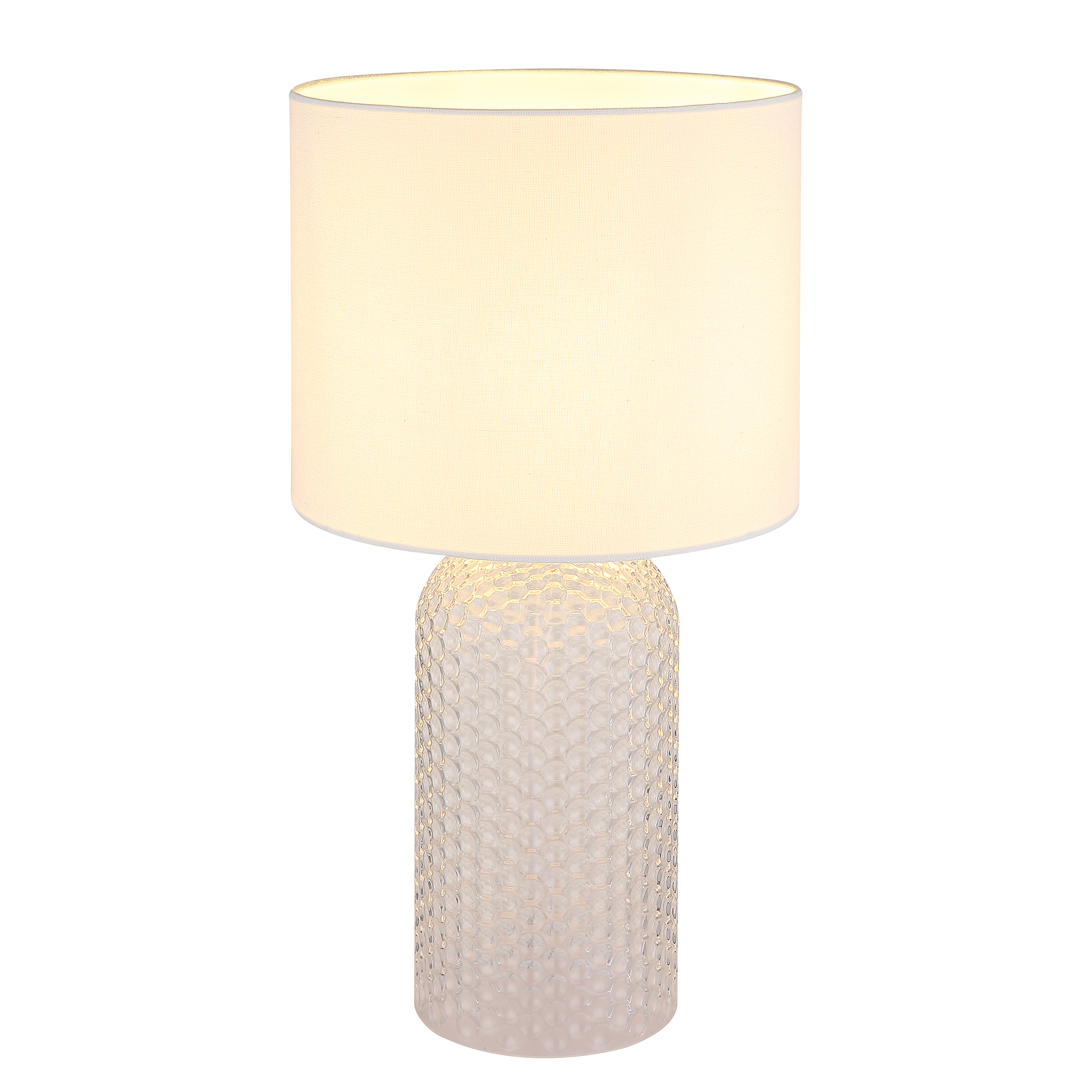 1-Light Sofia Table Lamp Textured Fabric Colored Glass White