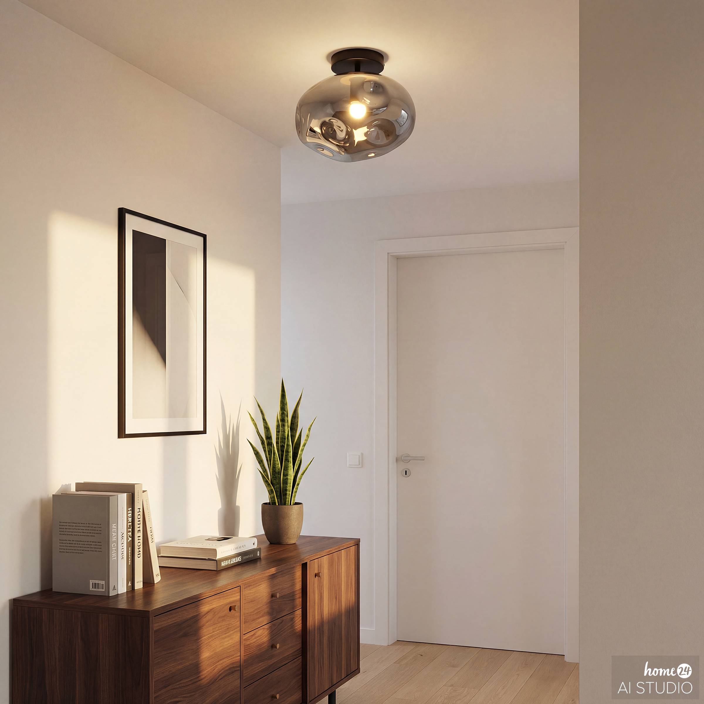 1-Light Wello Ceiling Lamp Smoked Glass Iron Grey