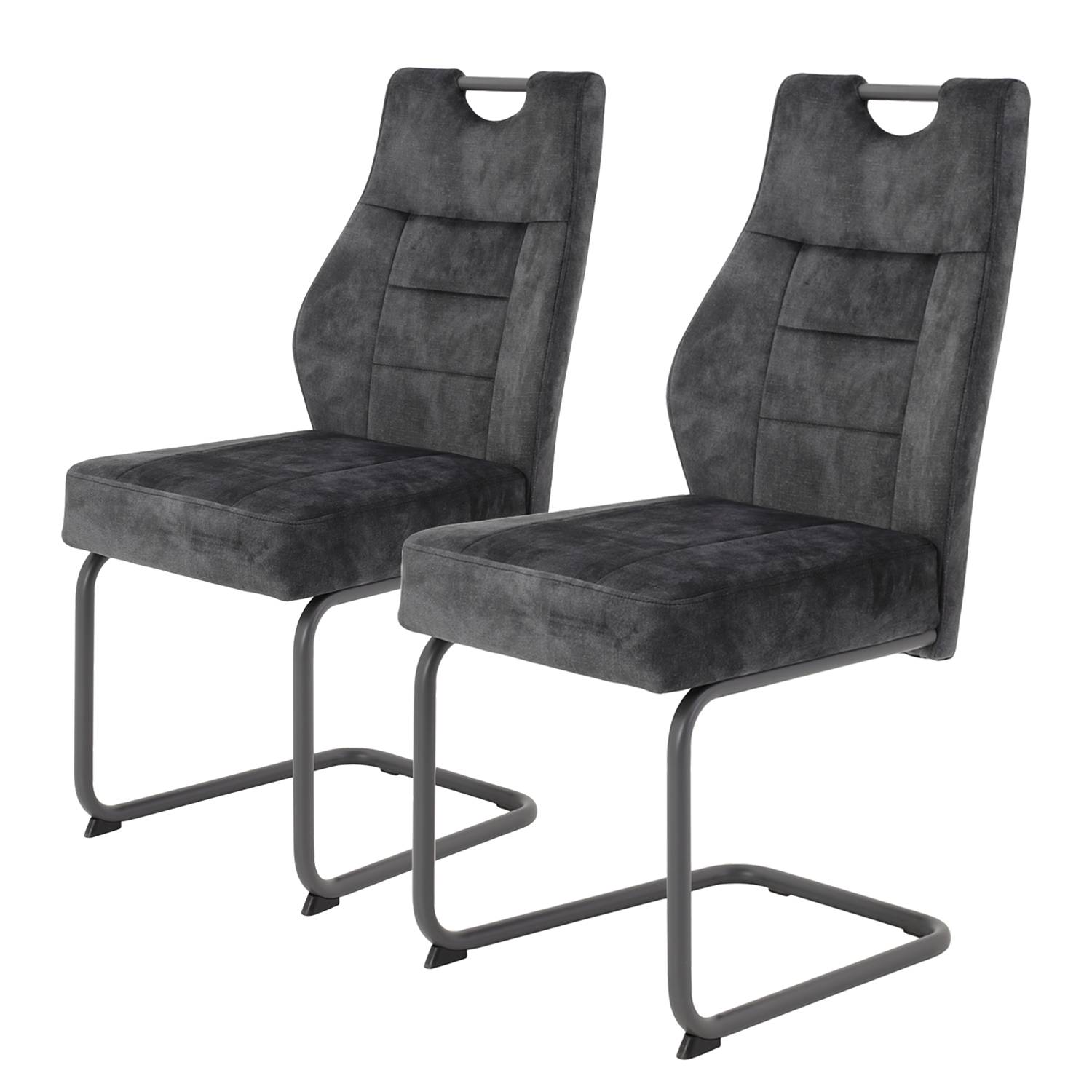 Laizy Cantilever Chair Set of 2 Microfiber Steel