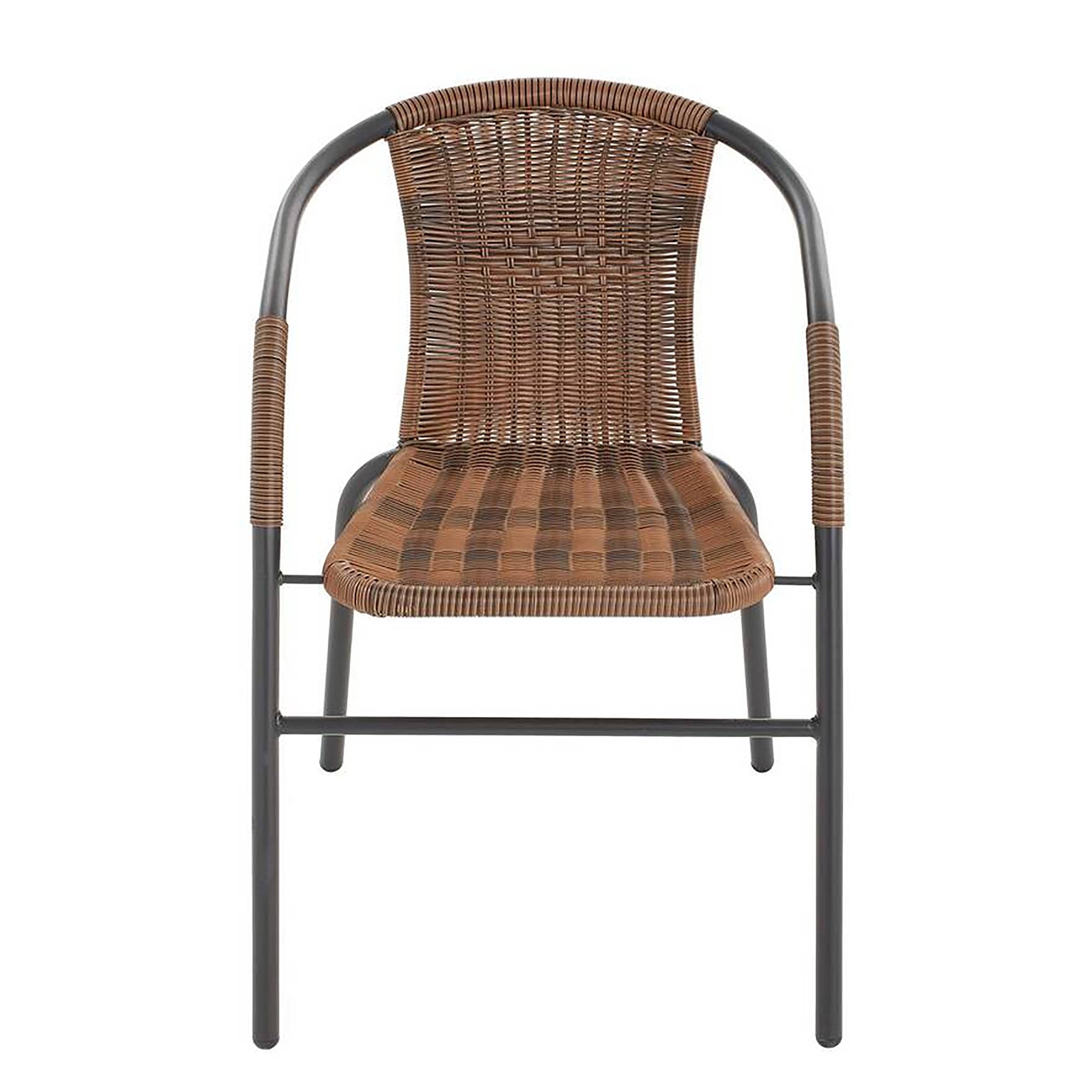 Ronas Garden Chair Set of 2 Iron Polyrattan Grey / Brown