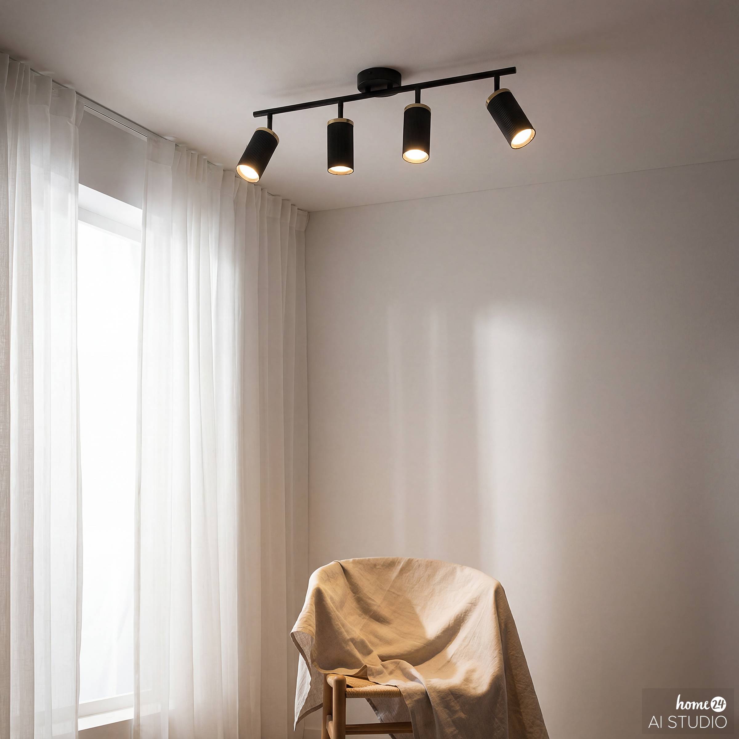 4-light ceiling lamp URS iron black brass