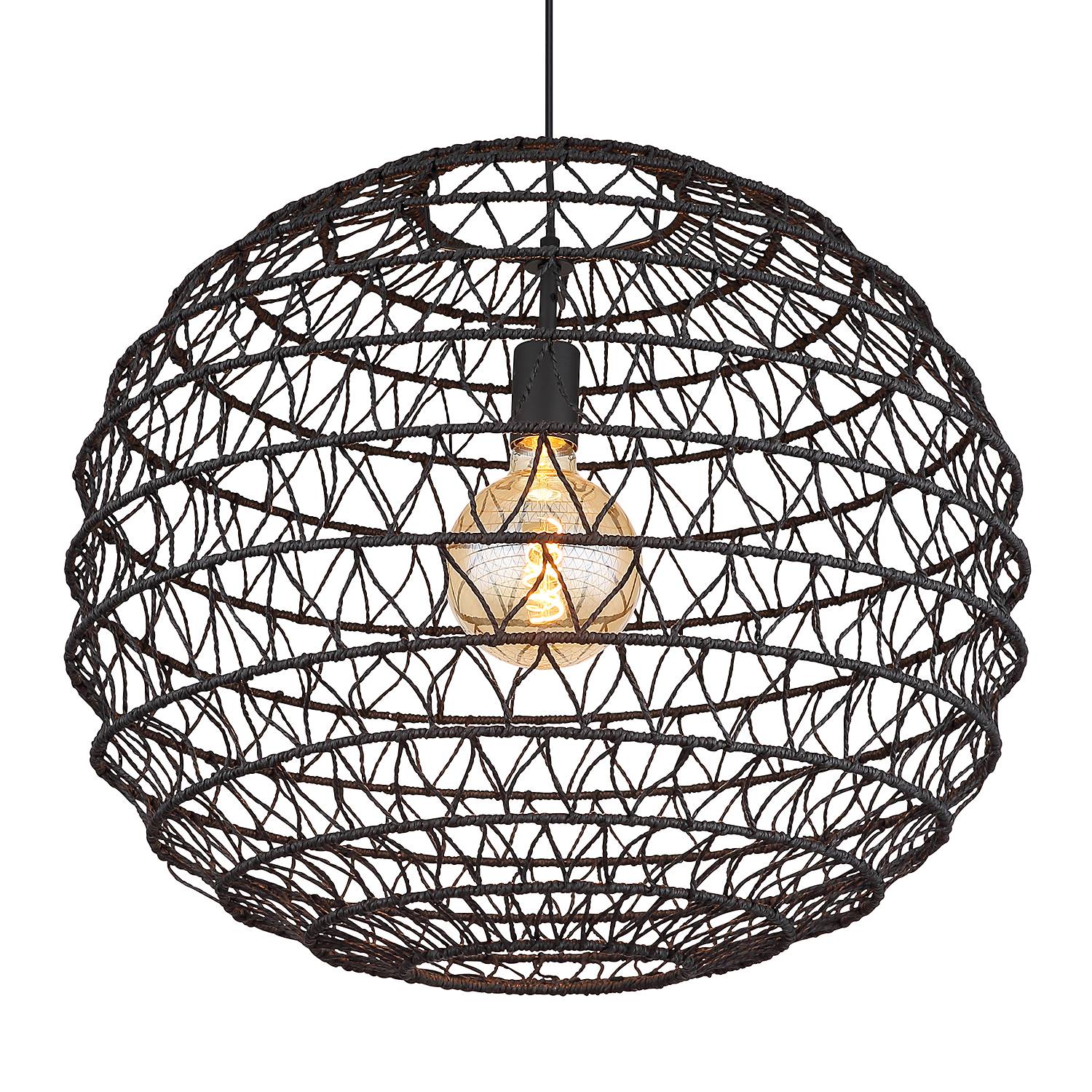 1-Light Rivard Pendant Light Paper Iron Black ⌀59cm