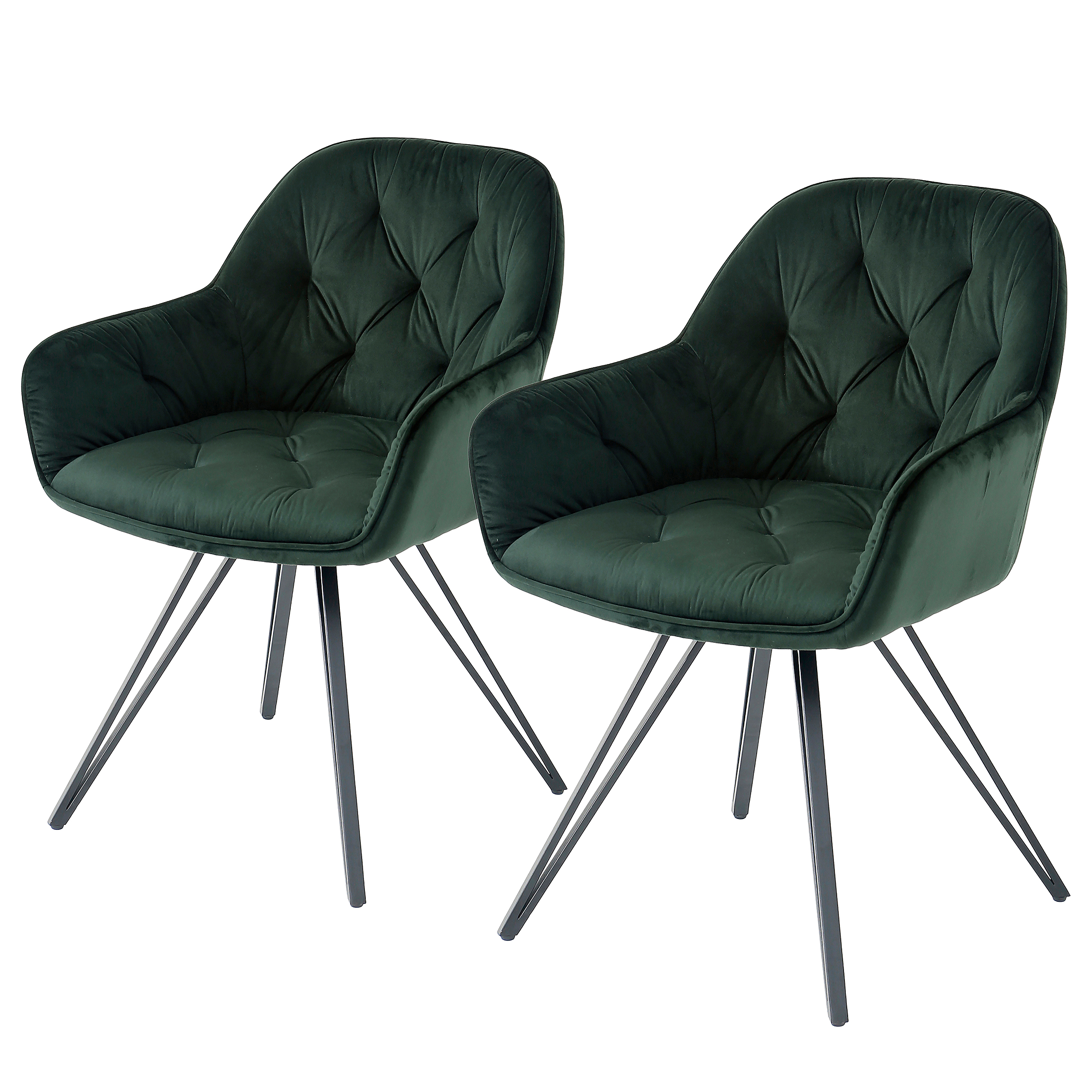 Set of 2 Swivel Armchairs Emerald Green