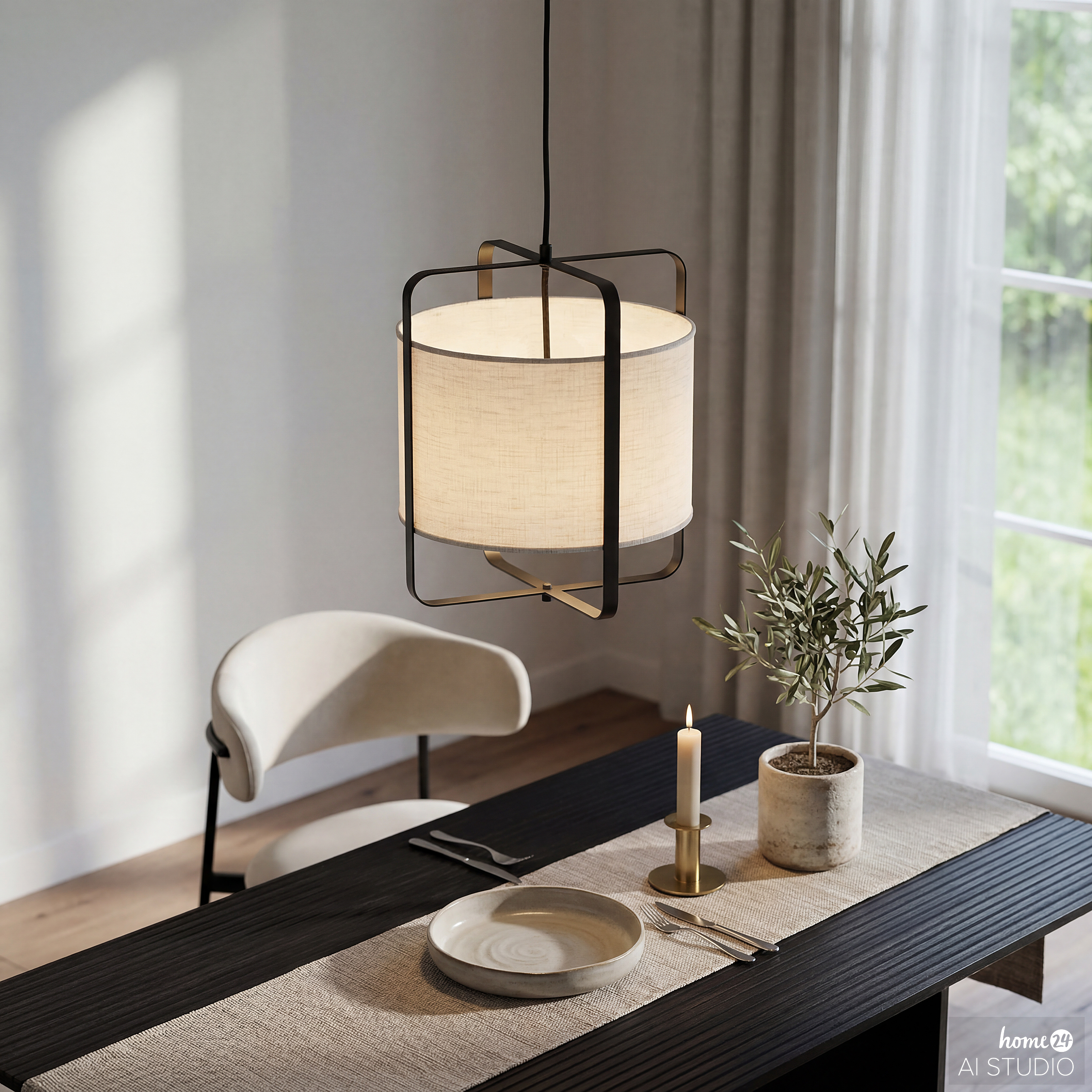 Pendant light SCOTTO 1-light linen iron