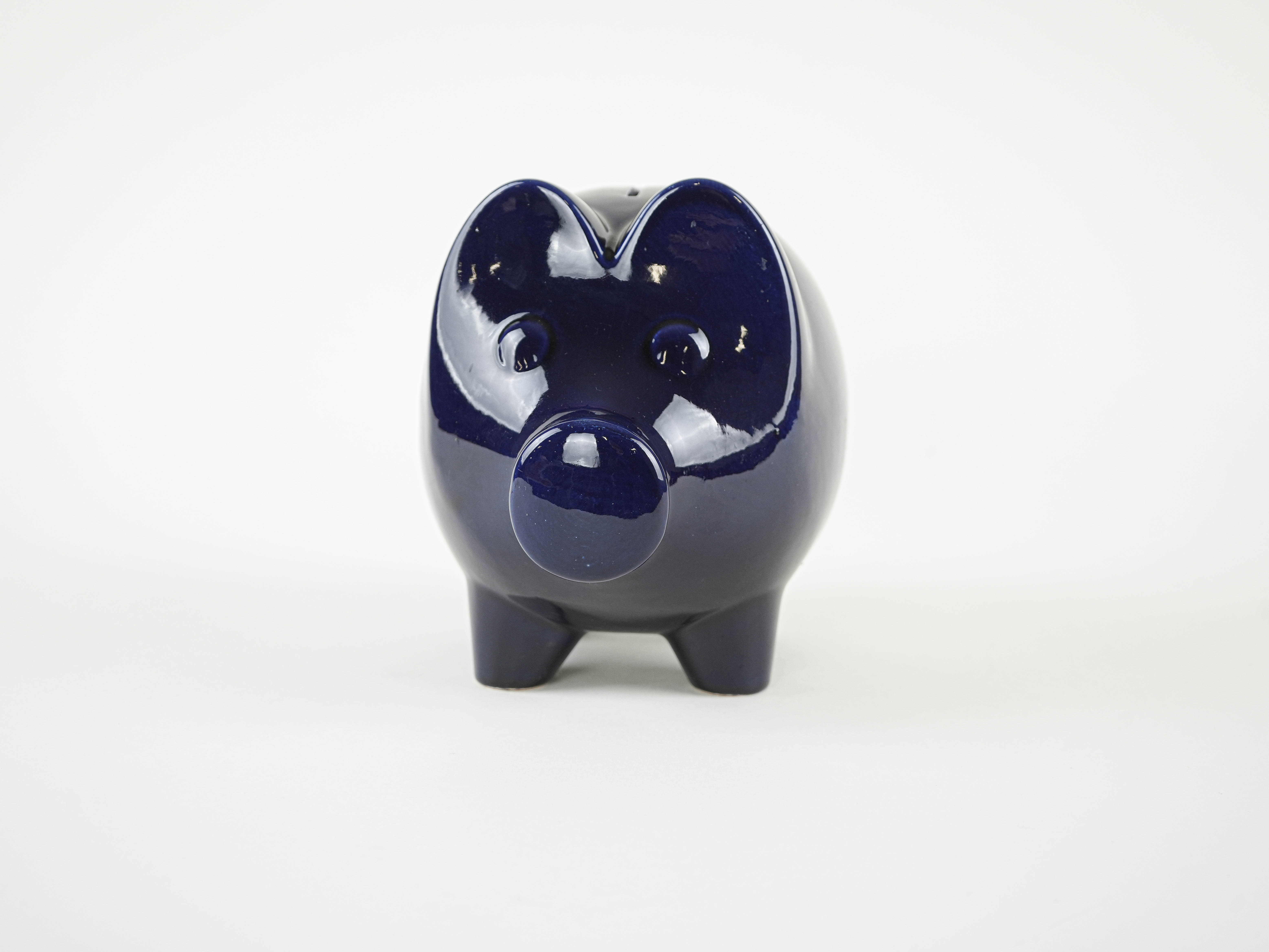 Sparschwein Marineblau 1970er Jahre