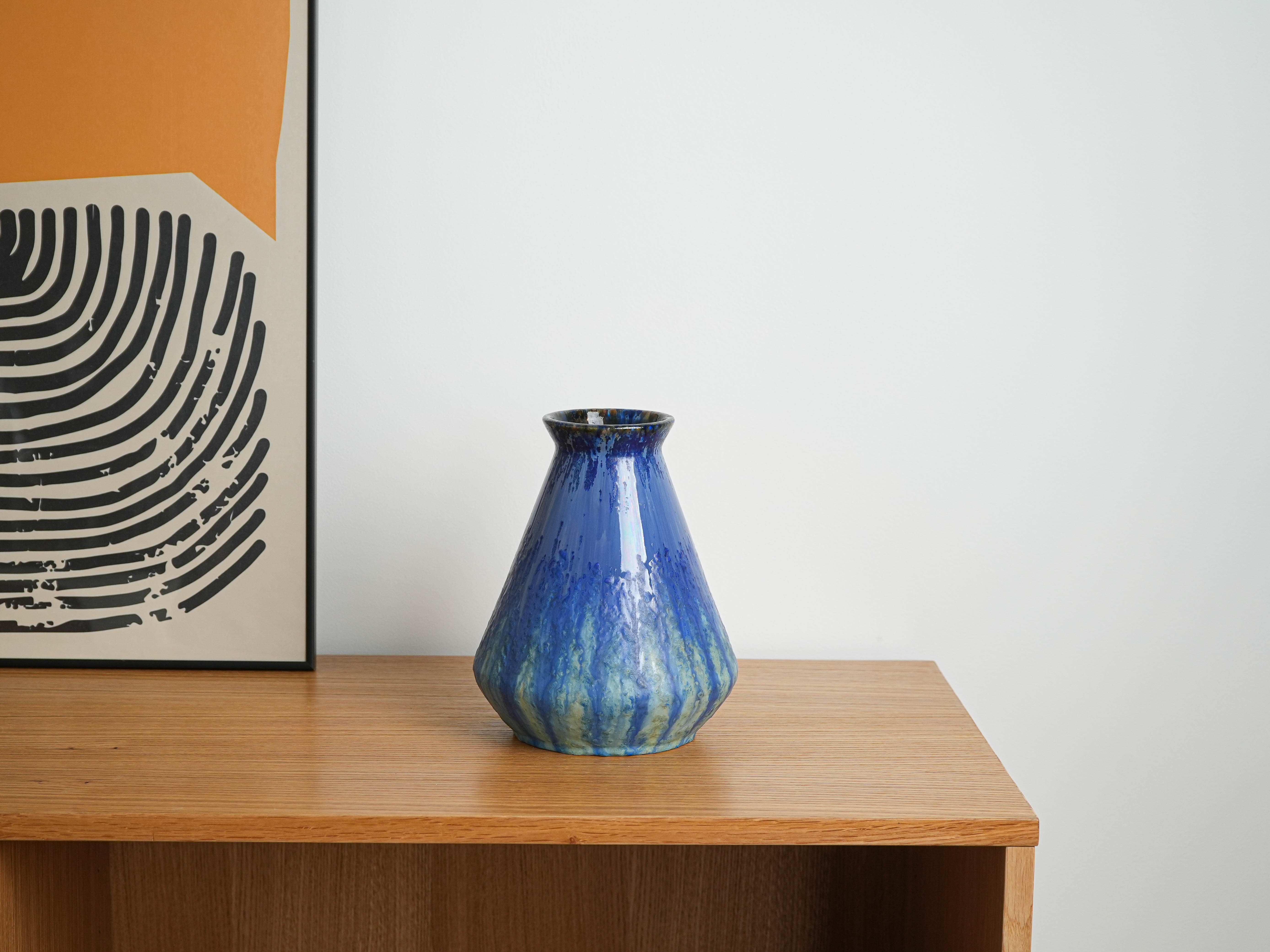 Keramikvase Blaue 1960er Jahre