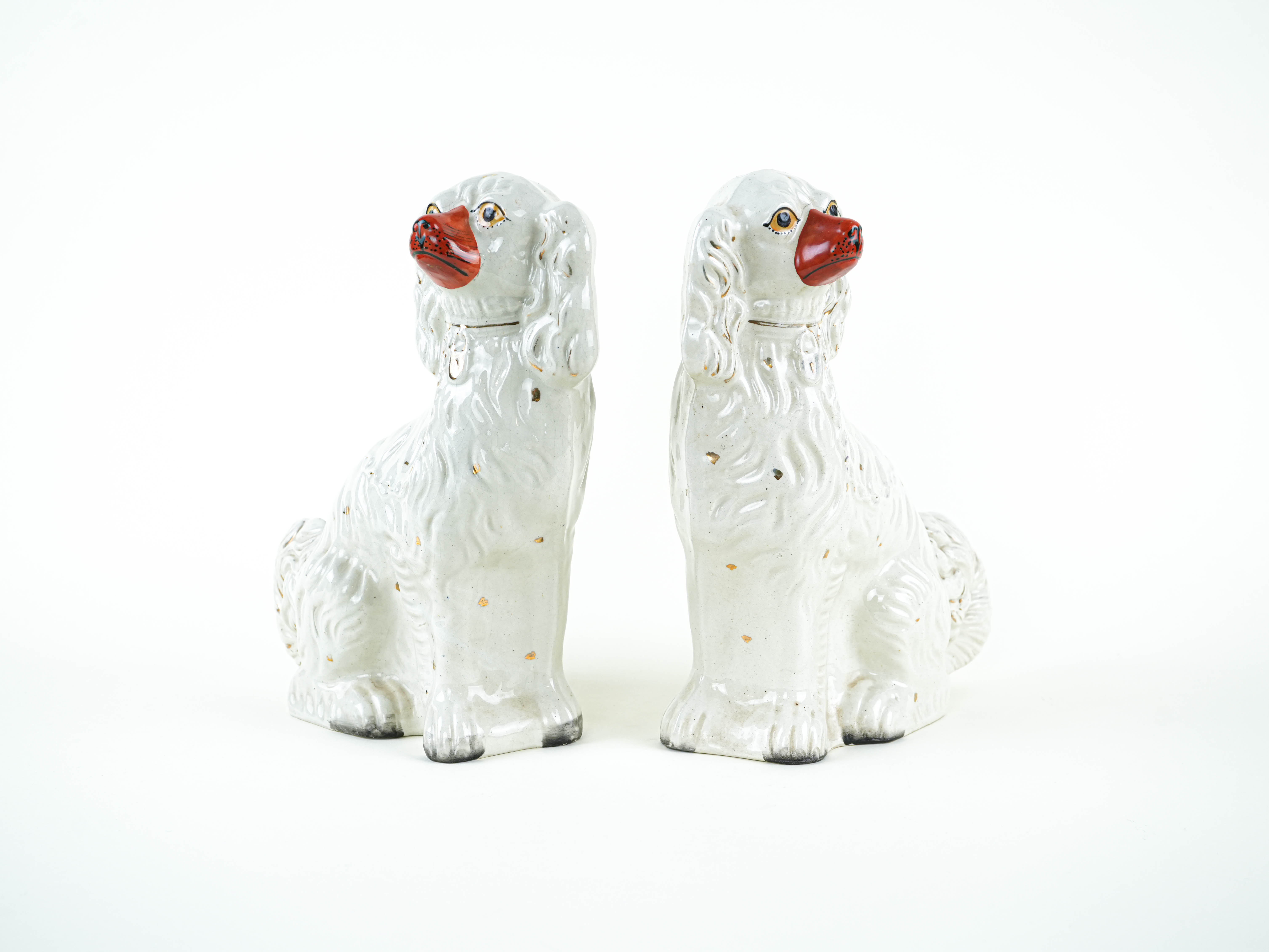 Spaniel-Figuren Keramik Weiß