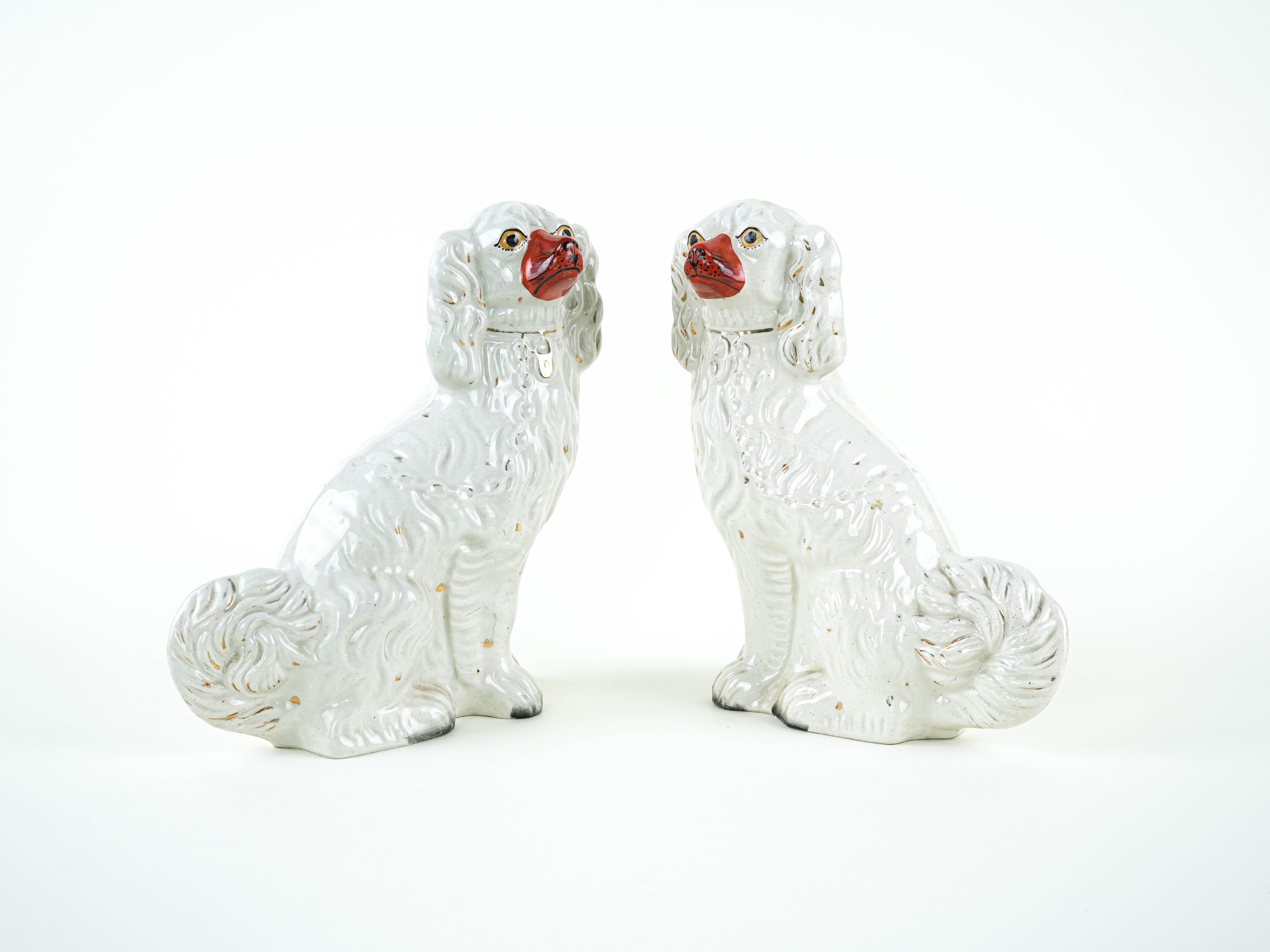 Spaniel-Figuren Keramik Weiß