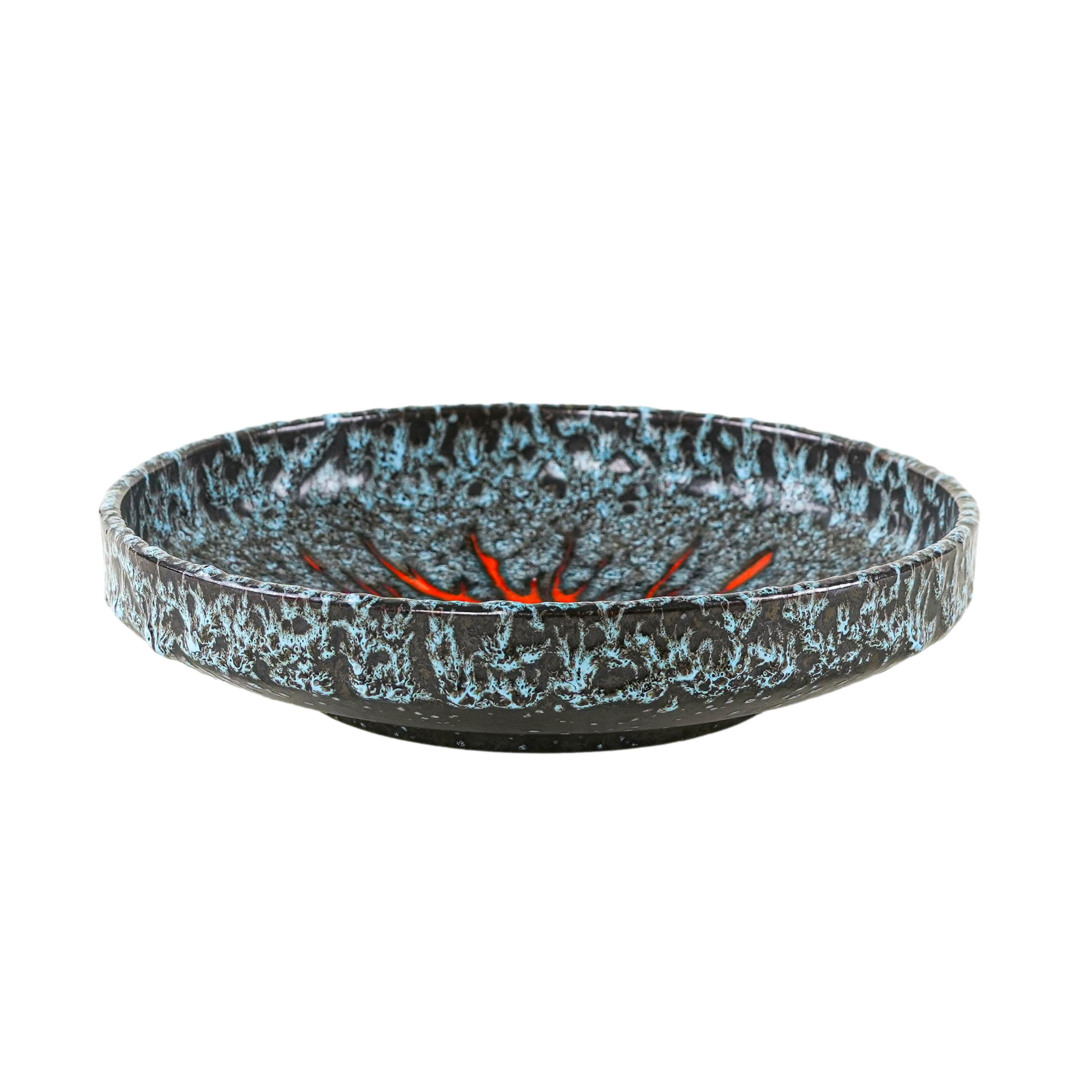 Decorative plate ceramic turquoise 1960s