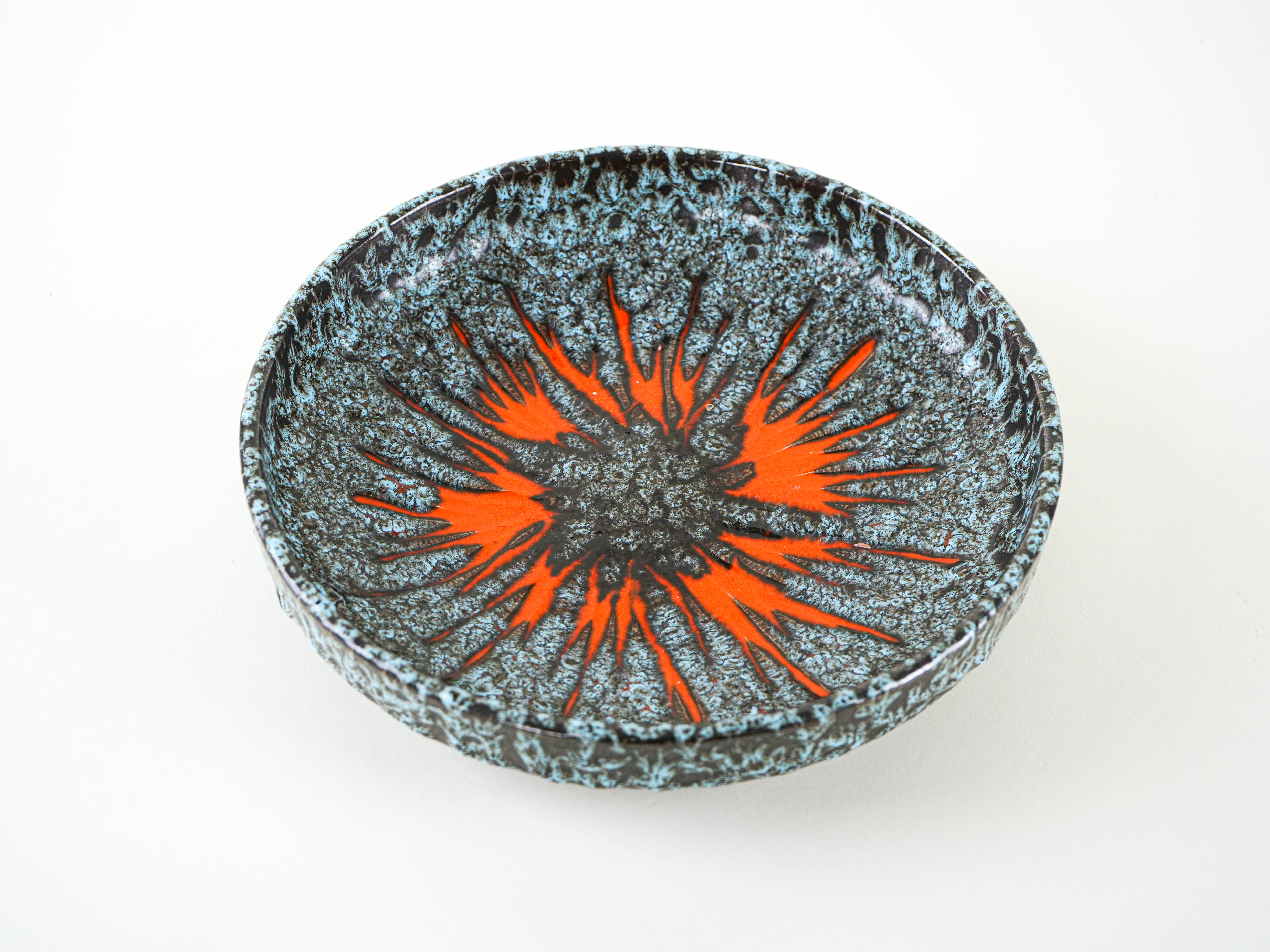 Decorative plate ceramic turquoise 1960s