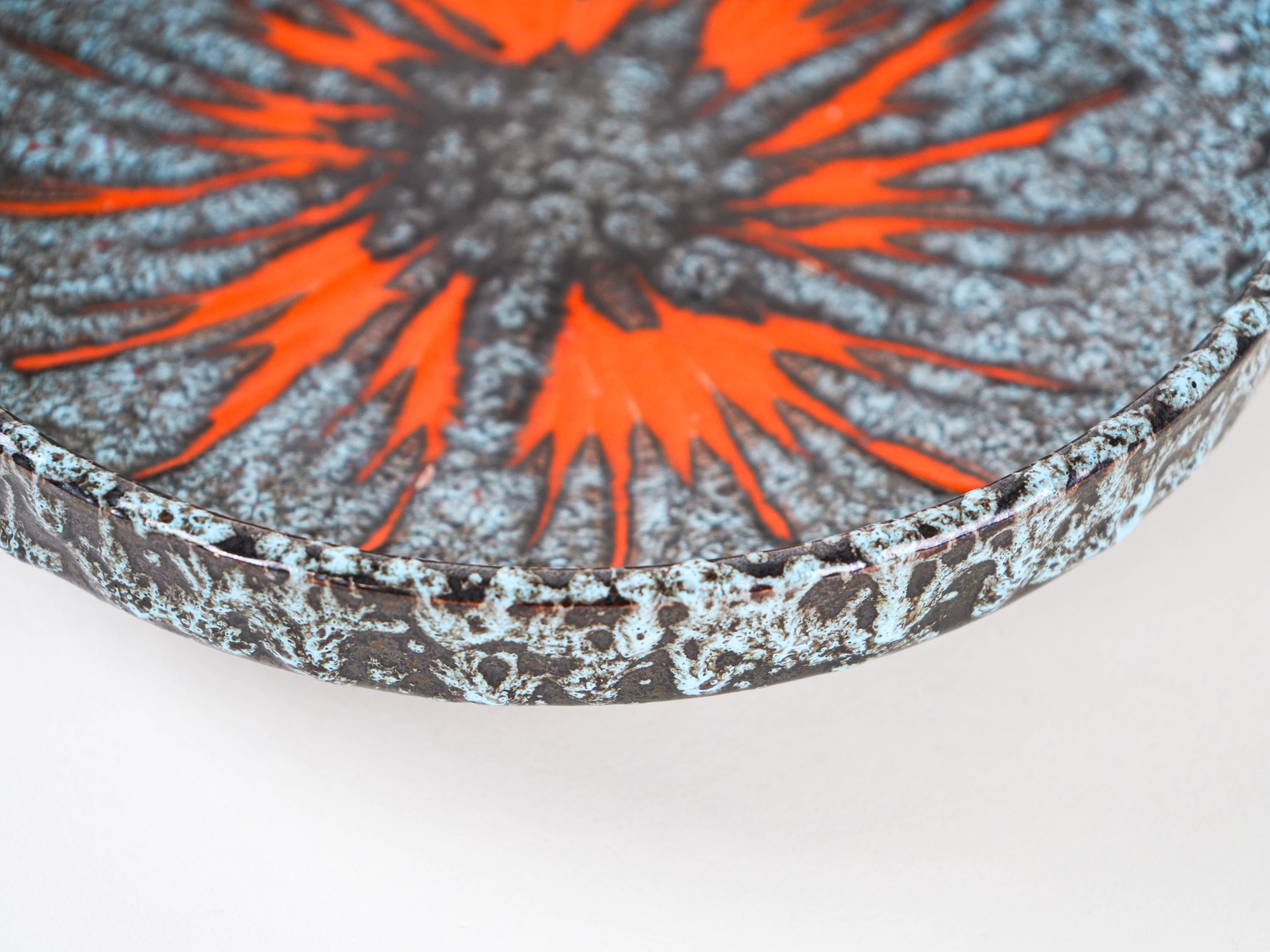 Decorative plate ceramic turquoise 1960s