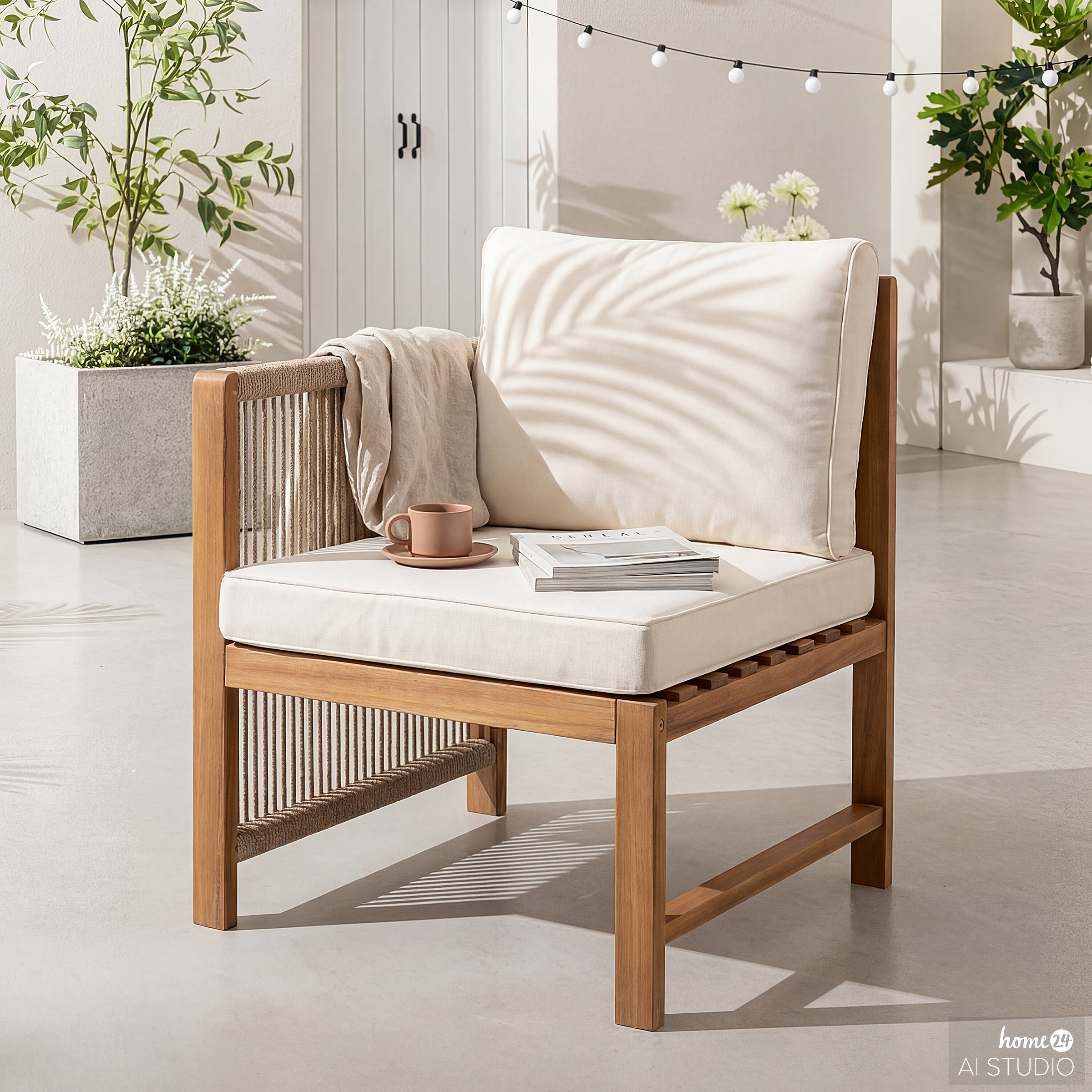 Bayton Diningstuhl Akazie Massiv Links Braun Beige