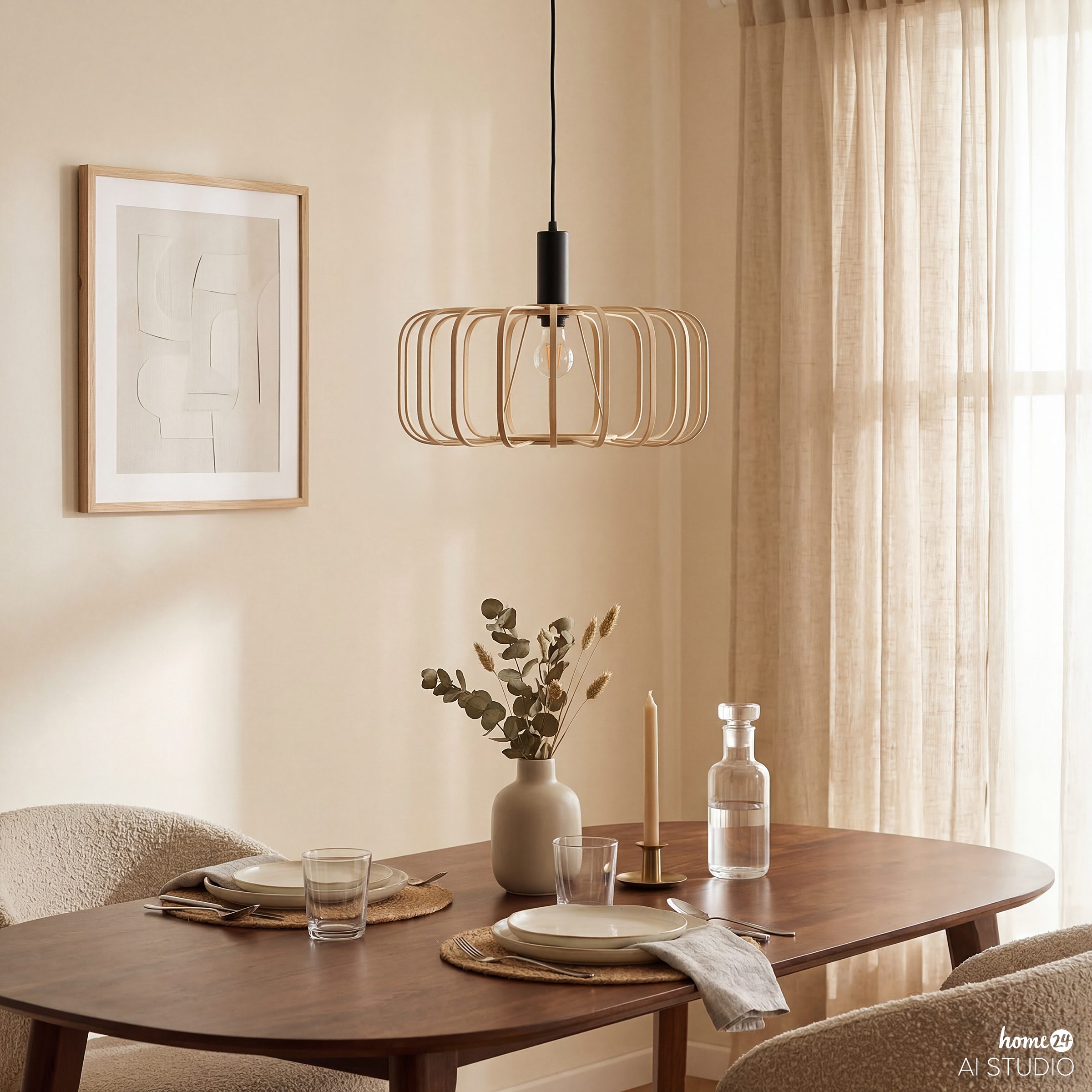 ZESTA Pendant Light 1-Light Bamboo Iron