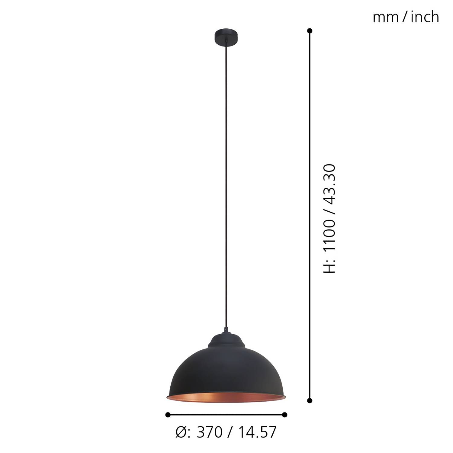 Truro Pendant Light 1-Light Steel Black