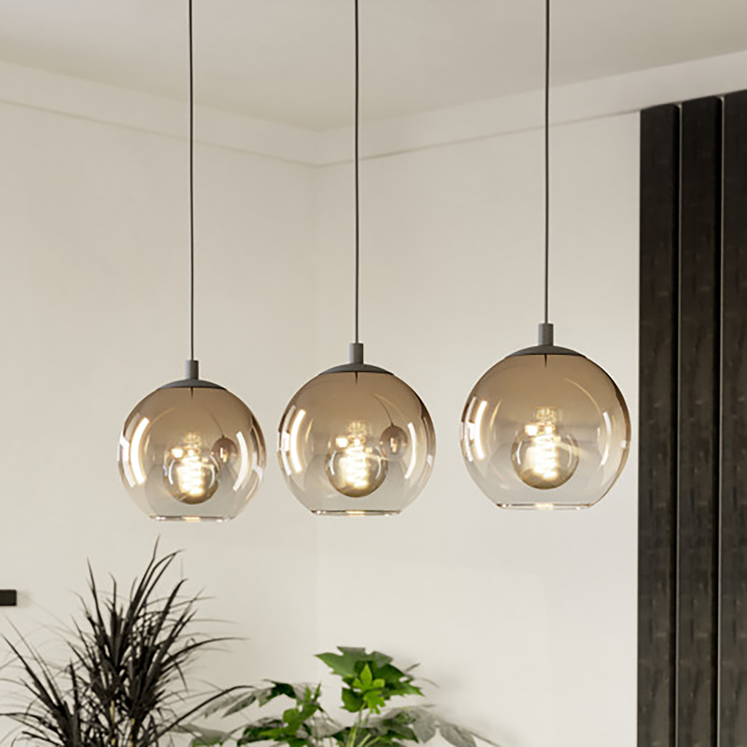 Ariscani Pendant Light Type B 3-Light Smoked Glass Black