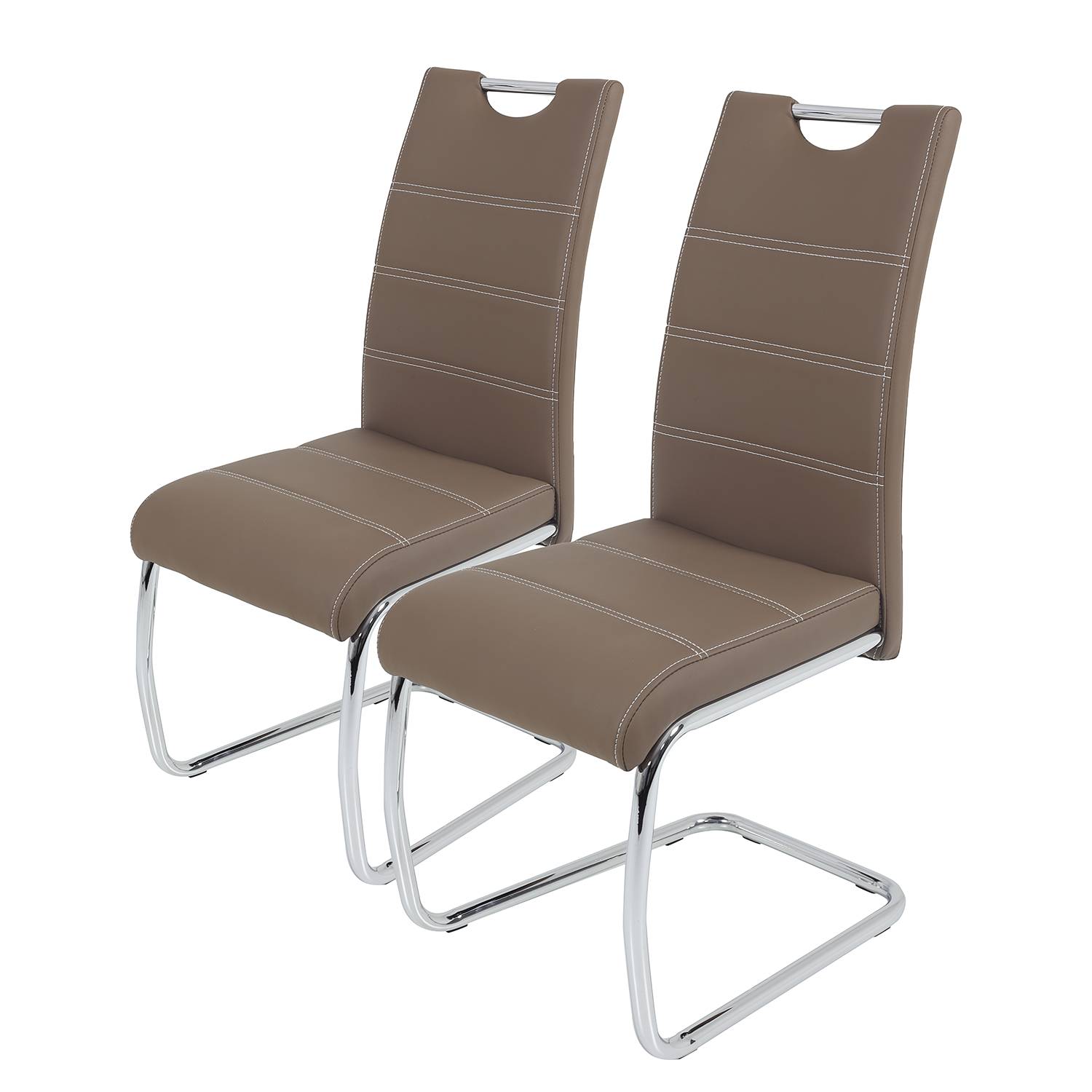 La Paz Cantilever Chair Set of 2 Faux Leather Brown