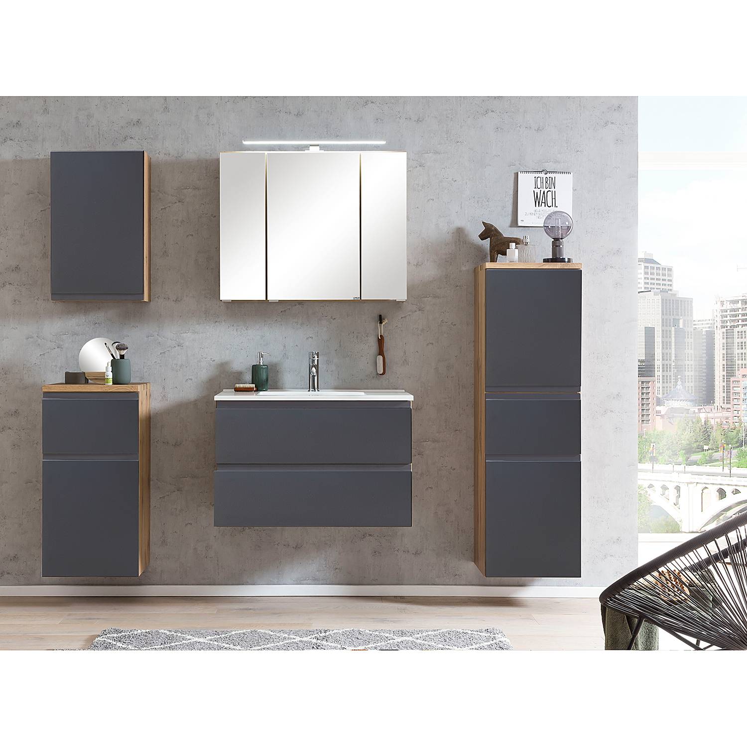 Roccolo Wall Cabinet Matte Grey 40 cm