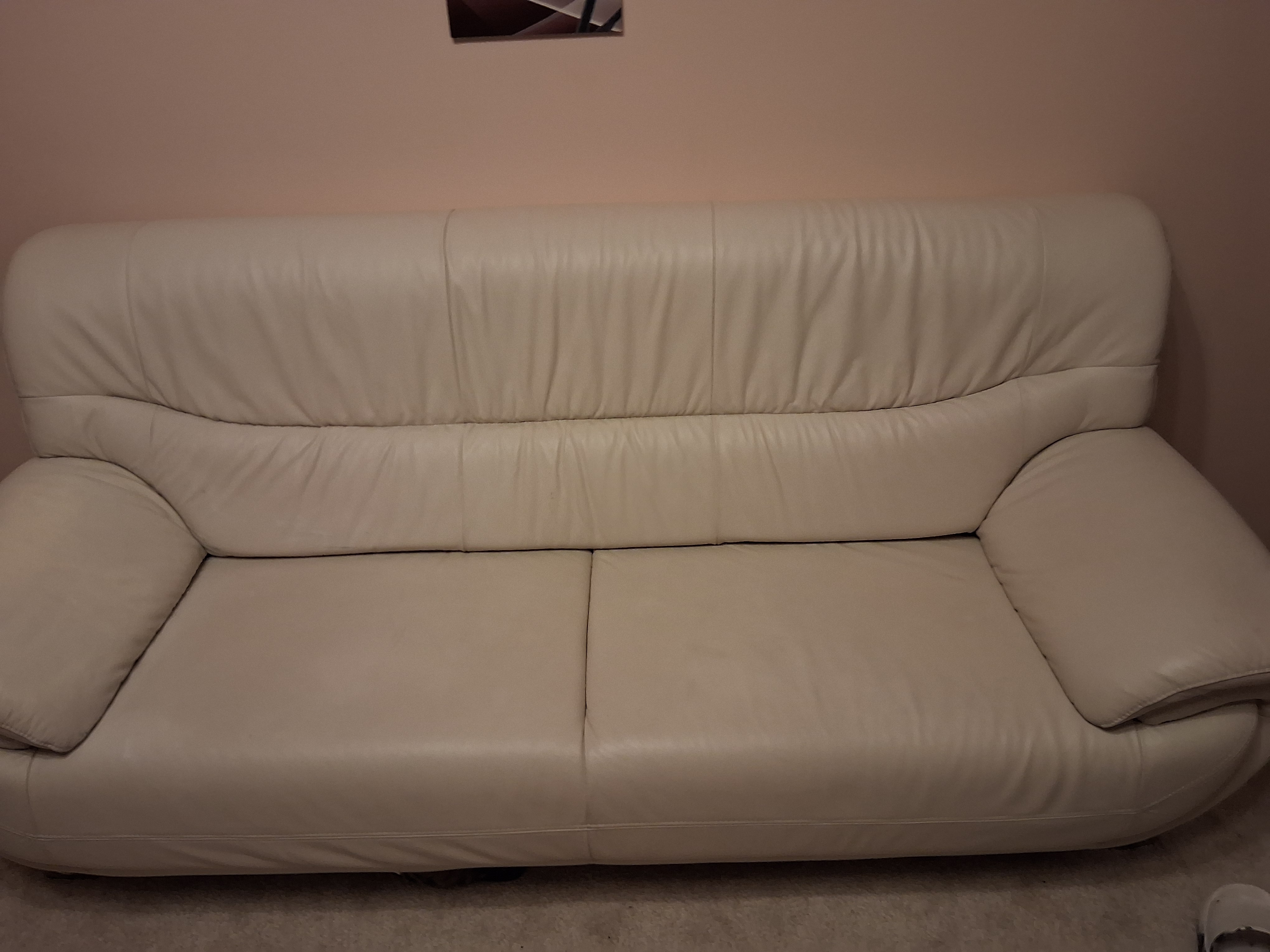 Sofa 3-Sitzer Leder Weiß 