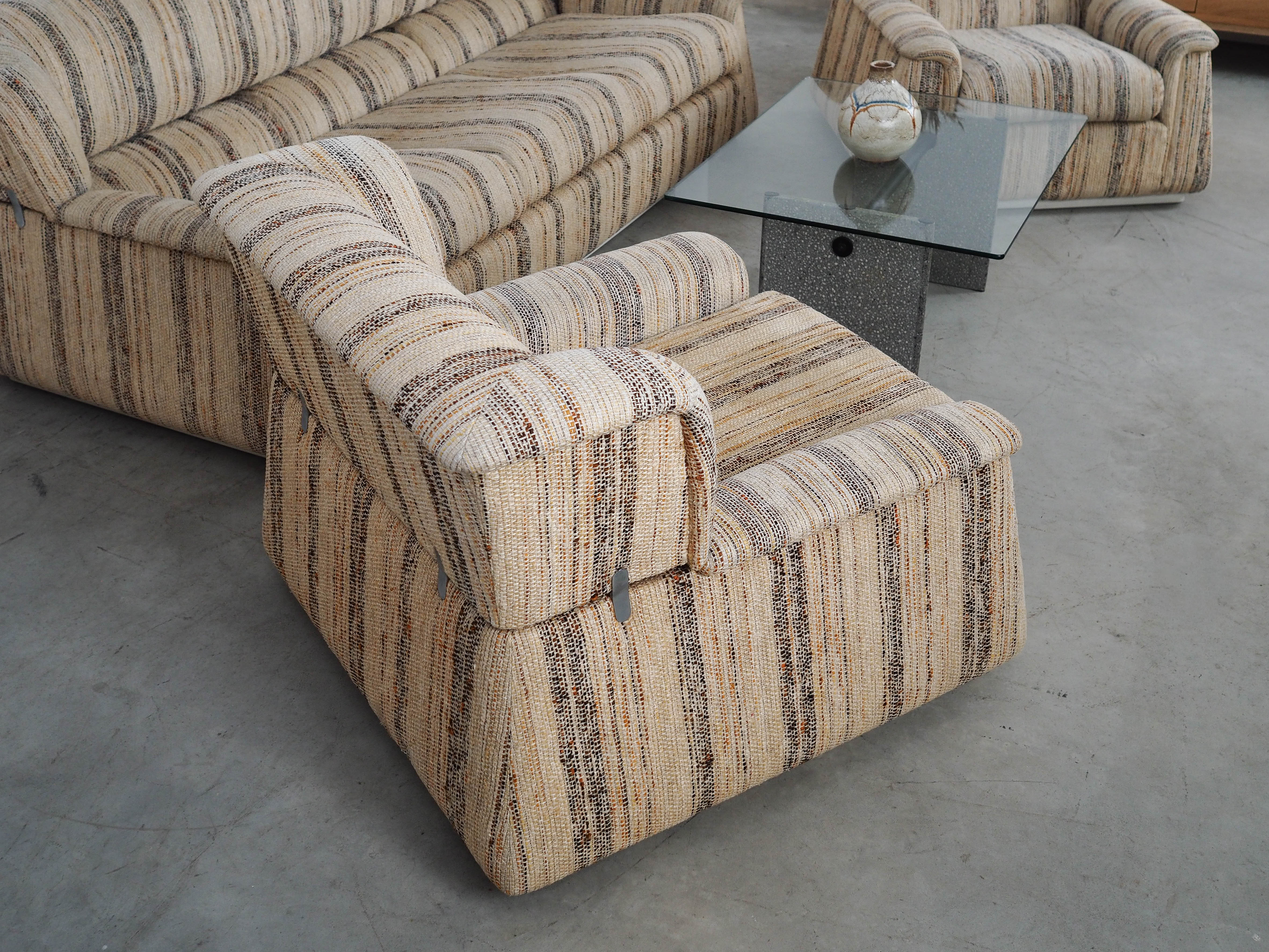 Saporiti Lounge Chair Fabric Beige Wood 1960s