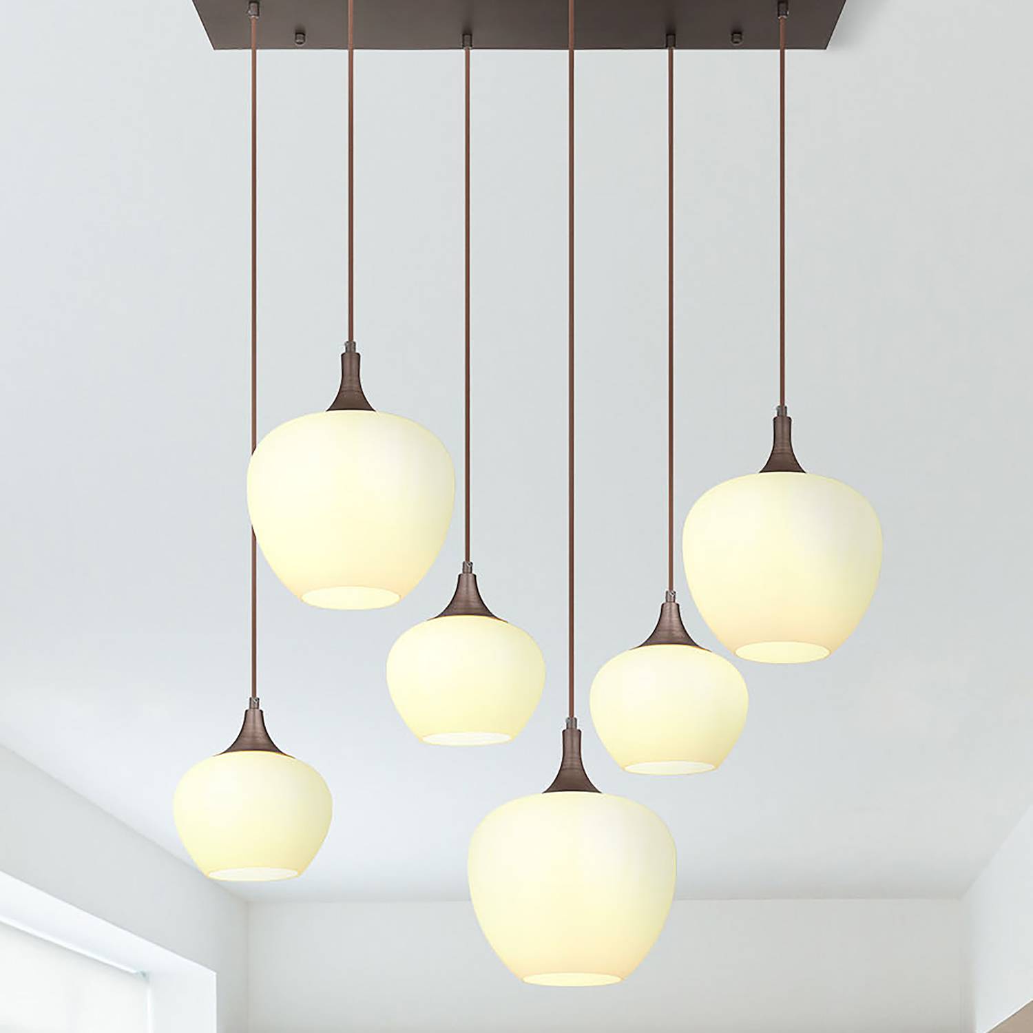 6-Light Maxy Type B Pendant Lamp Opal Glass Iron