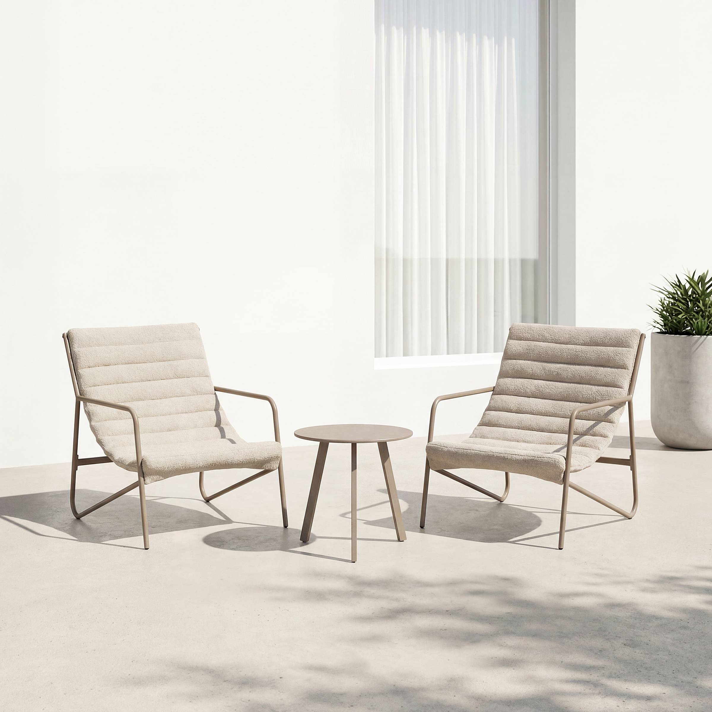 Wink Balkonset 3-teilig Stahl Bouclé Beige