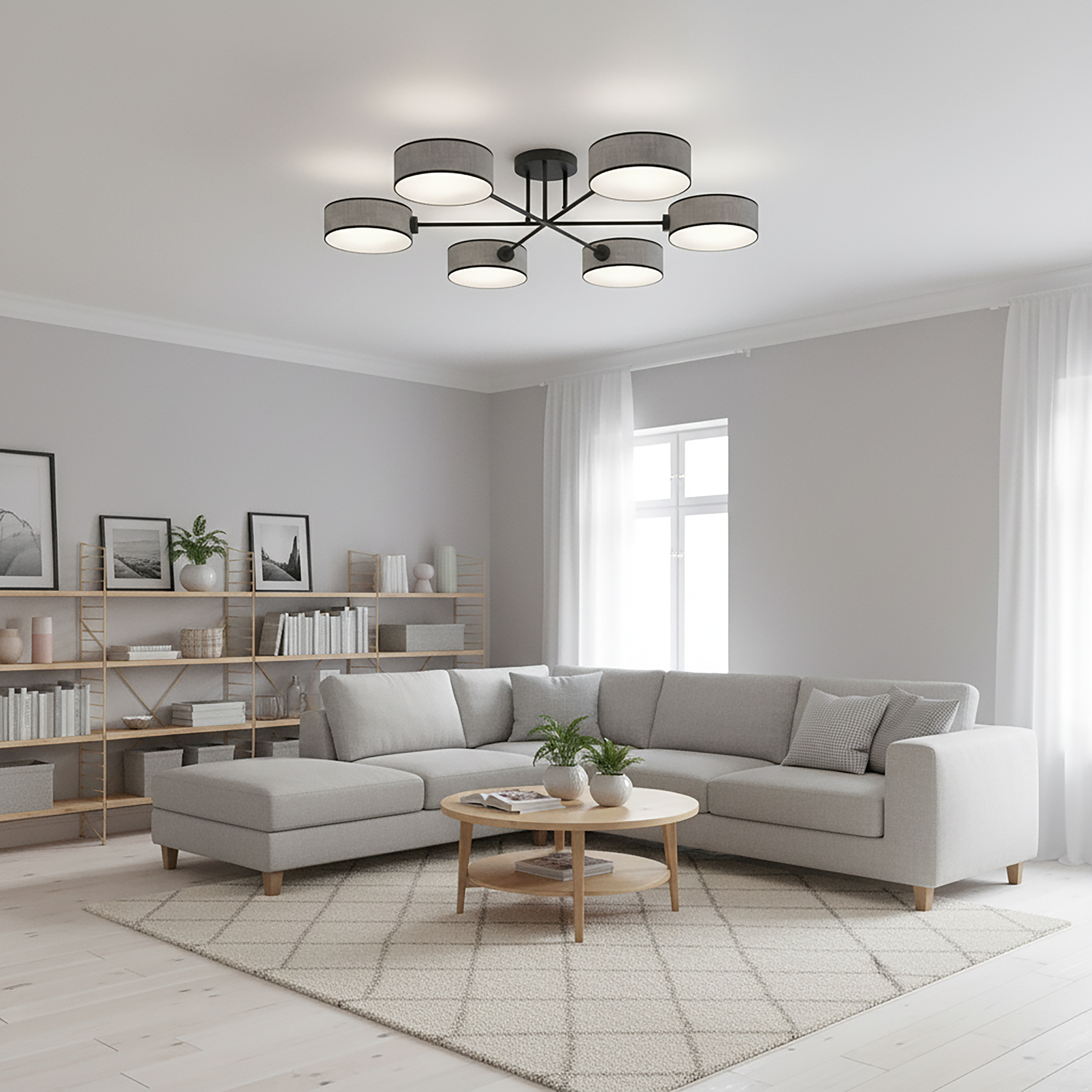 Maga Ceiling Light 6-Light Type A Steel Light Grey