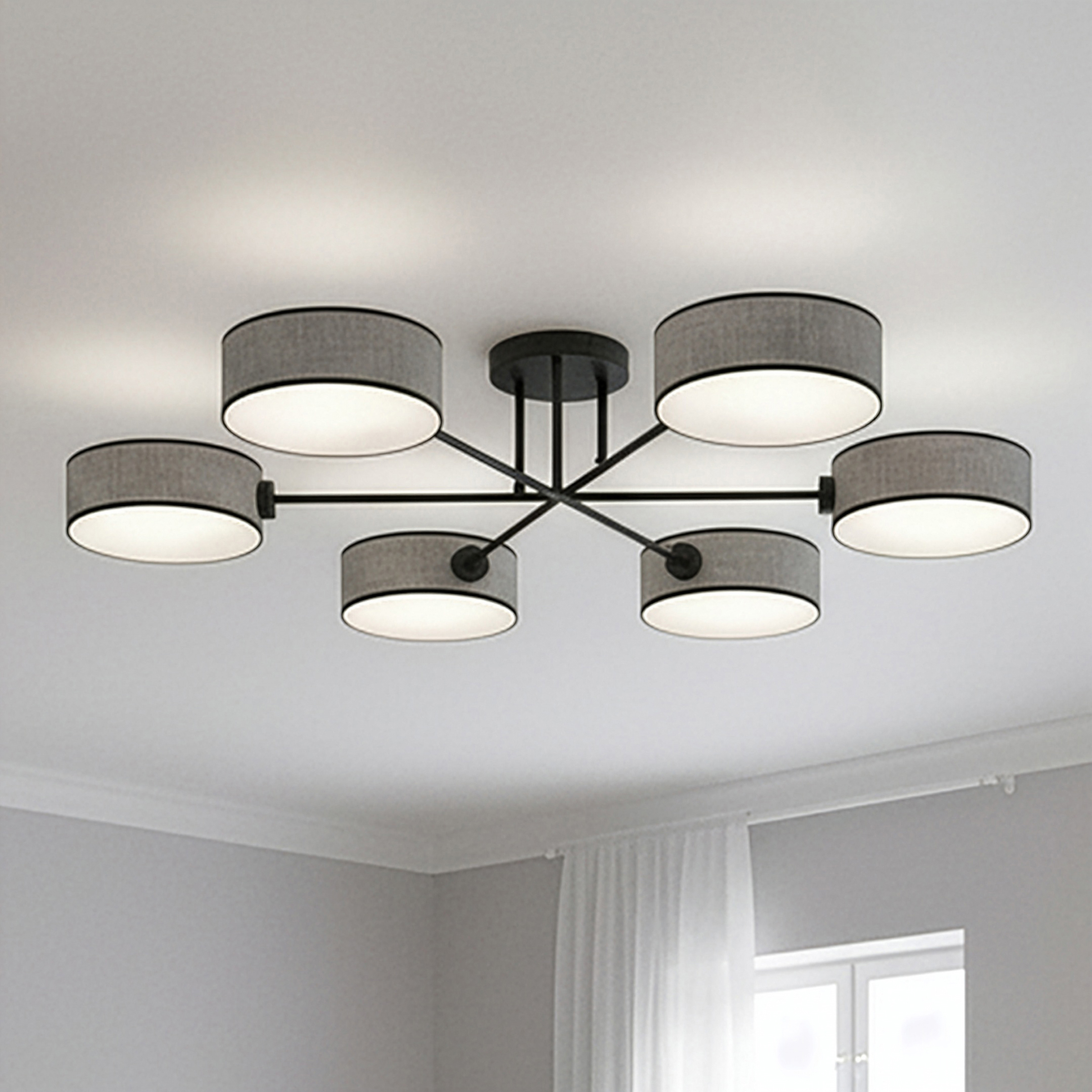 Maga Ceiling Light 6-Light Type A Steel Light Grey