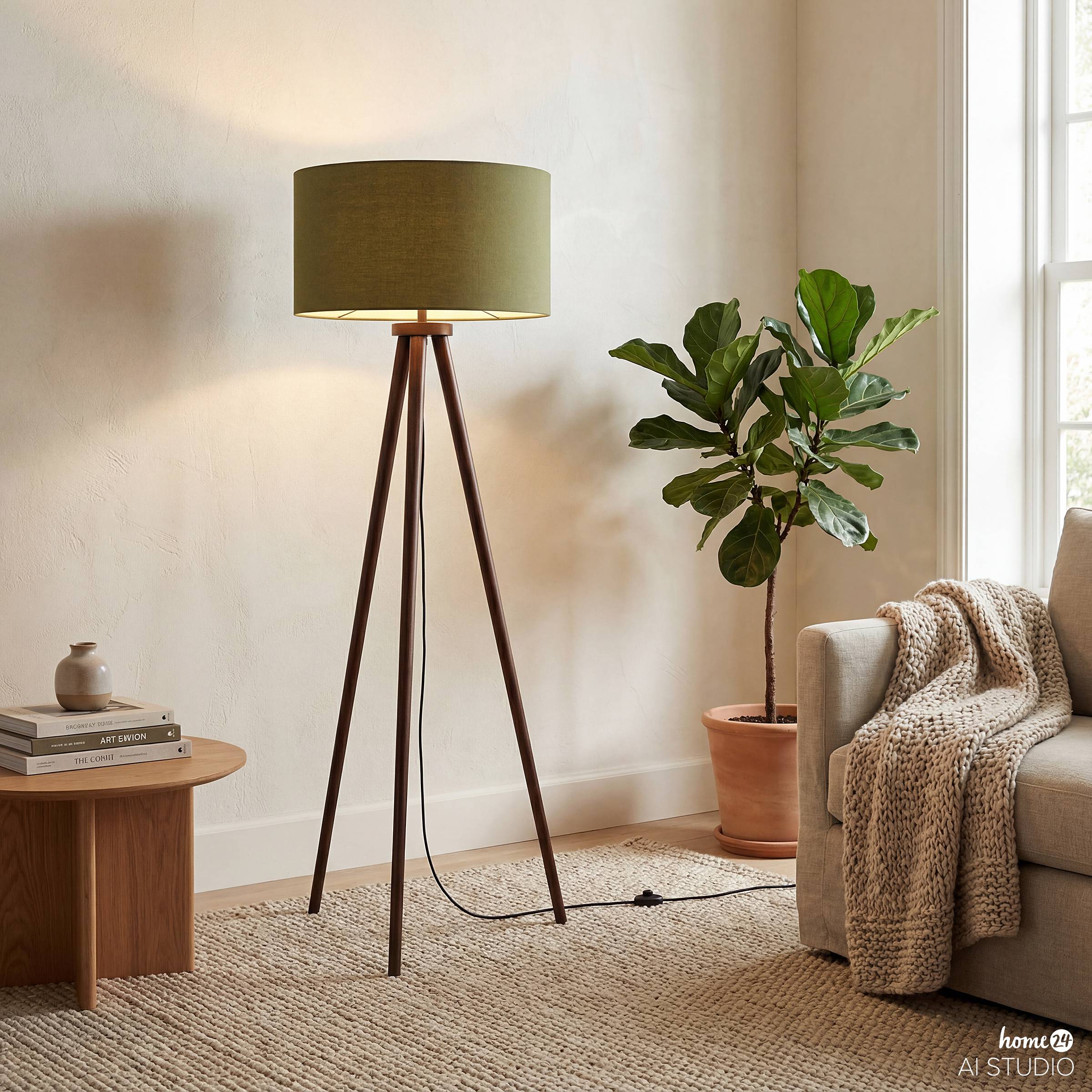 LUNIX Floor Lamp 1-Light Solid Pine Green Textile