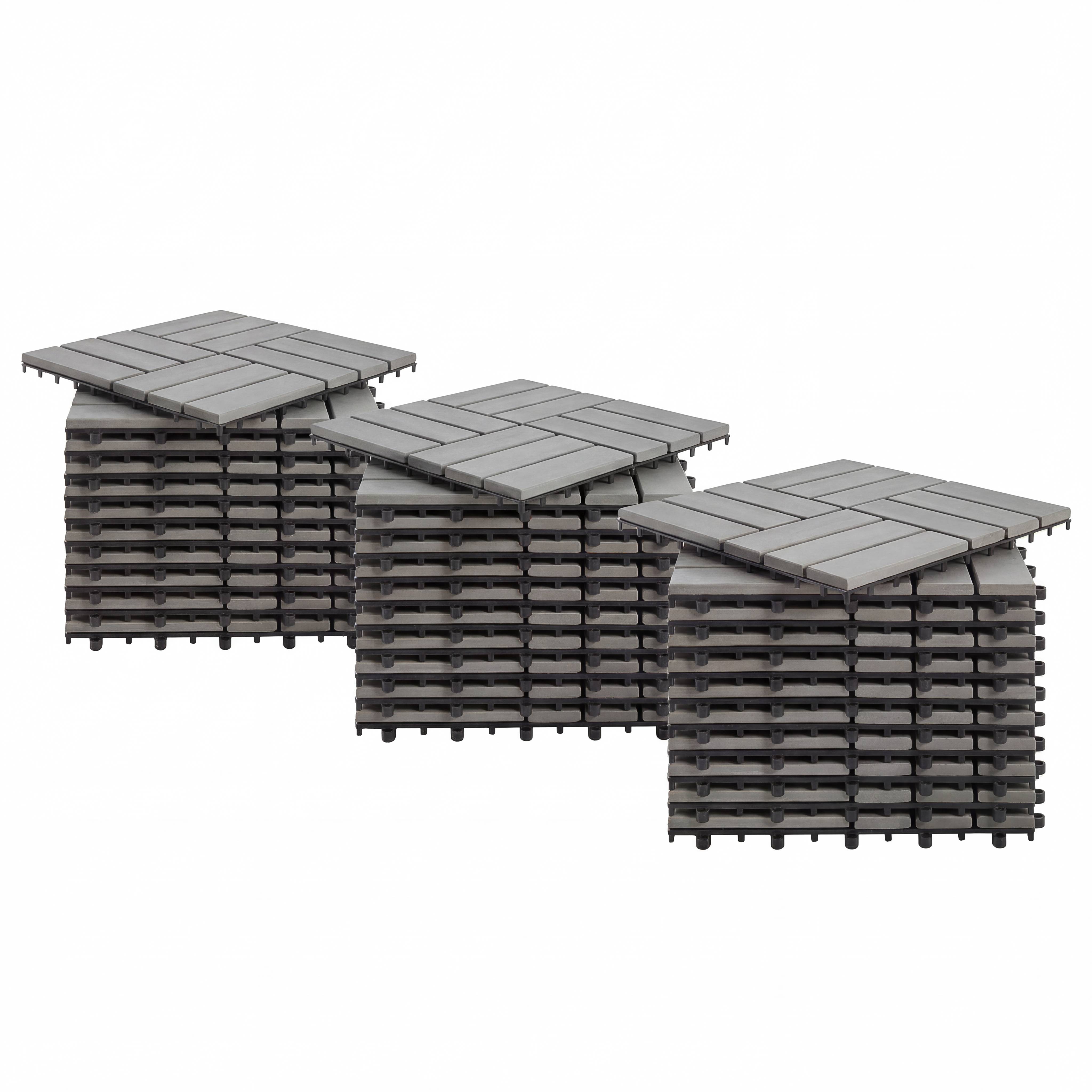 Granyo Terrace Tile 33-piece Set Acacia Polypropylene Grey