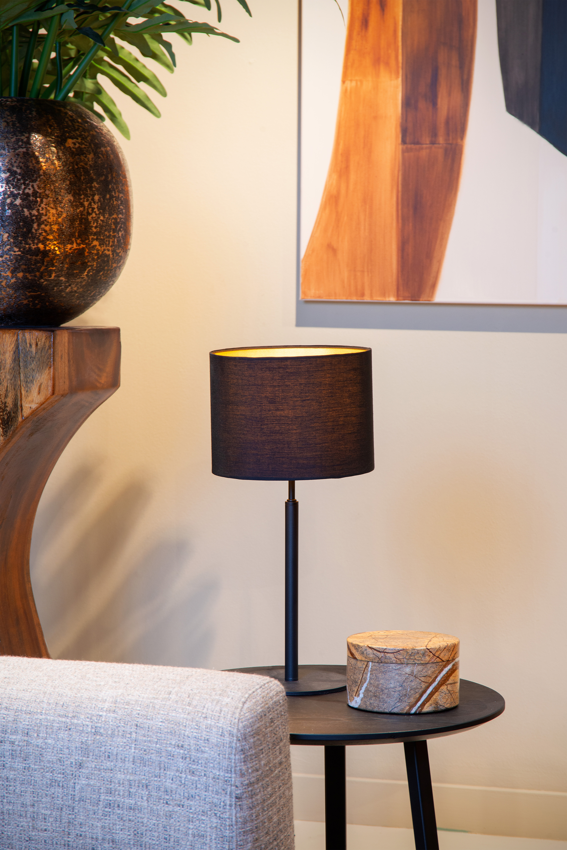 Maya Table Lamp Aluminum Cotton Fabric Beige