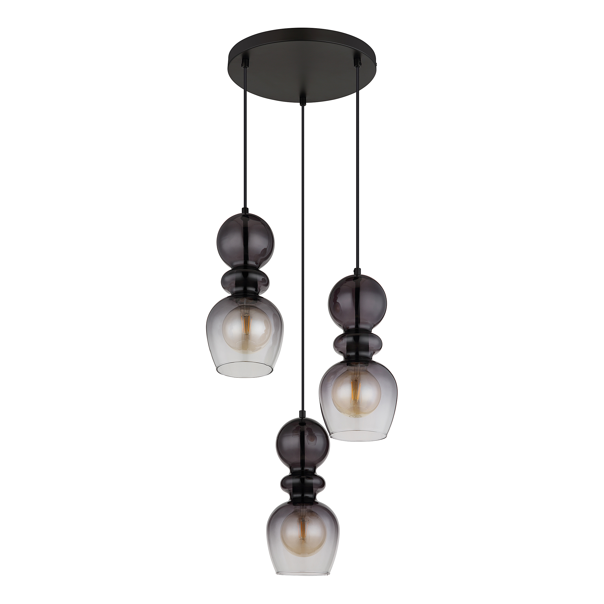 Clarity Pendant Light Type A 3-Light Smoked Glass Iron