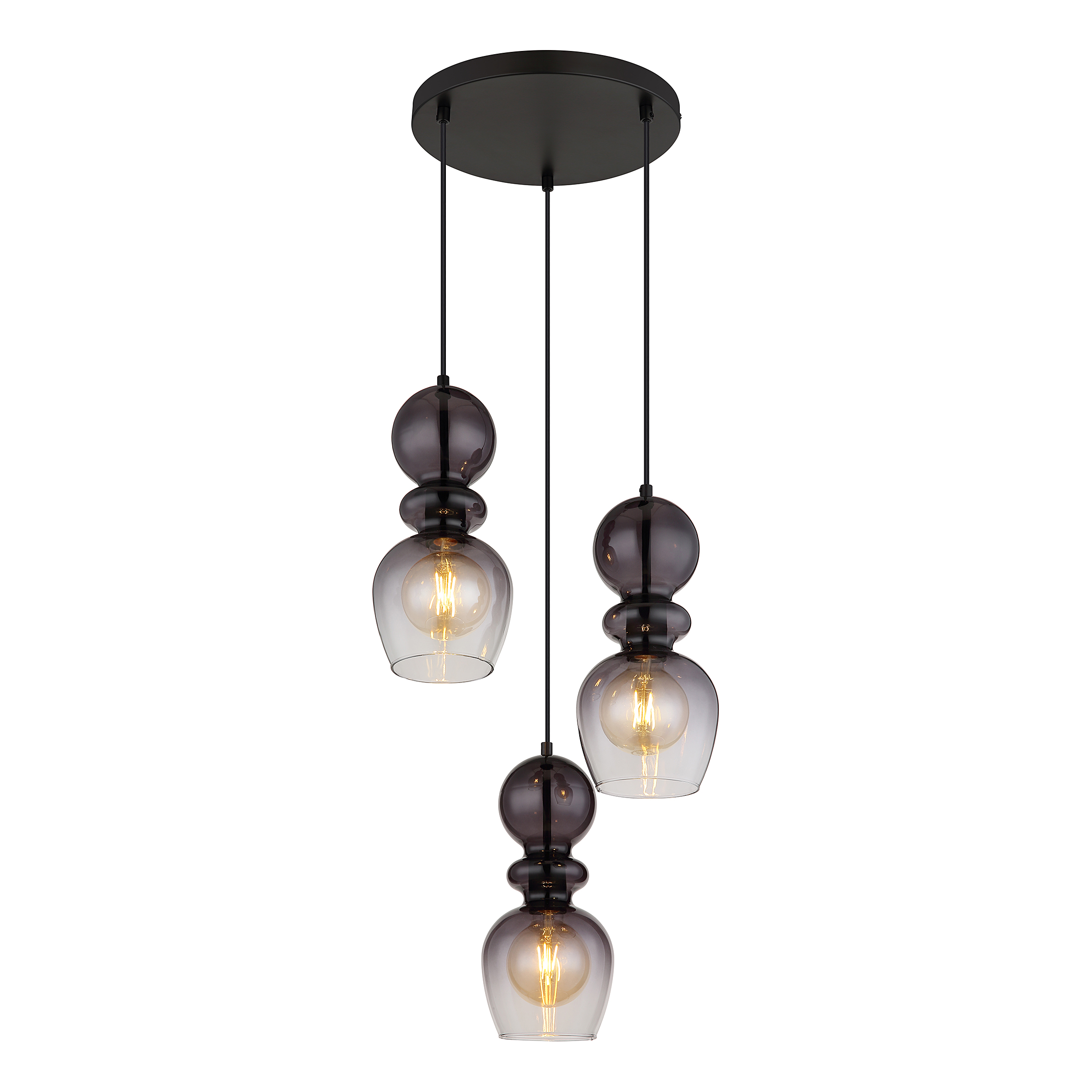 Clarity Pendant Light Type A 3-Light Smoked Glass Iron