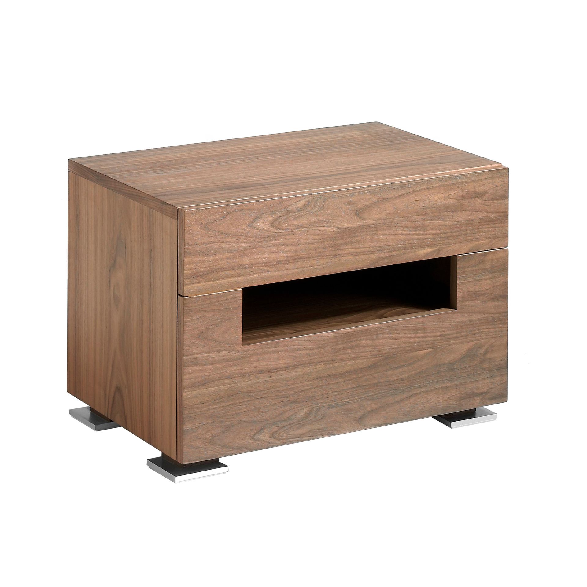Nightstand Walnut Steel with Interior Lighting 7065