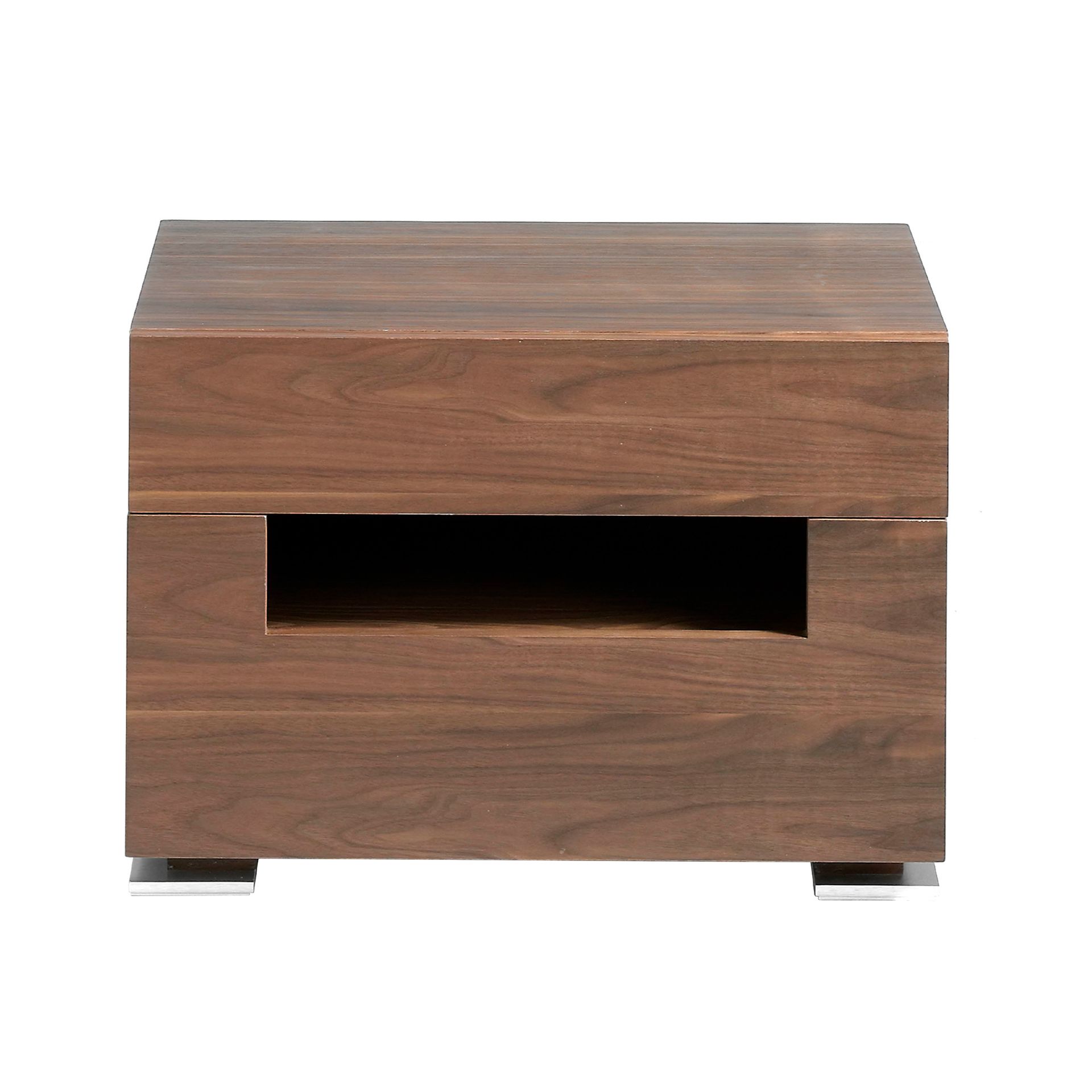 Nightstand Walnut Steel with Interior Lighting 7065