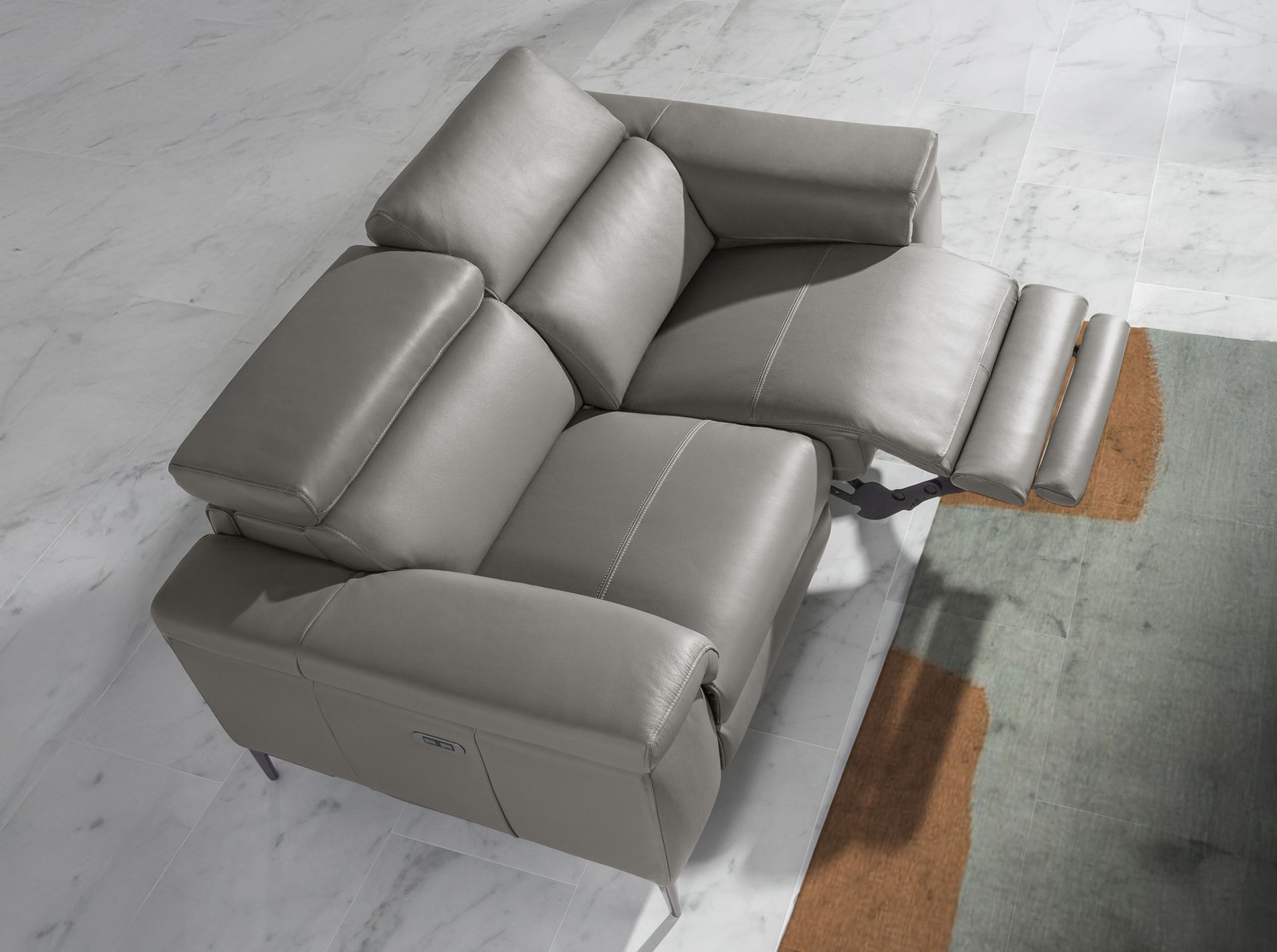 2-Sitzer Relaxsofa Leder Dunkelgrau 6121
