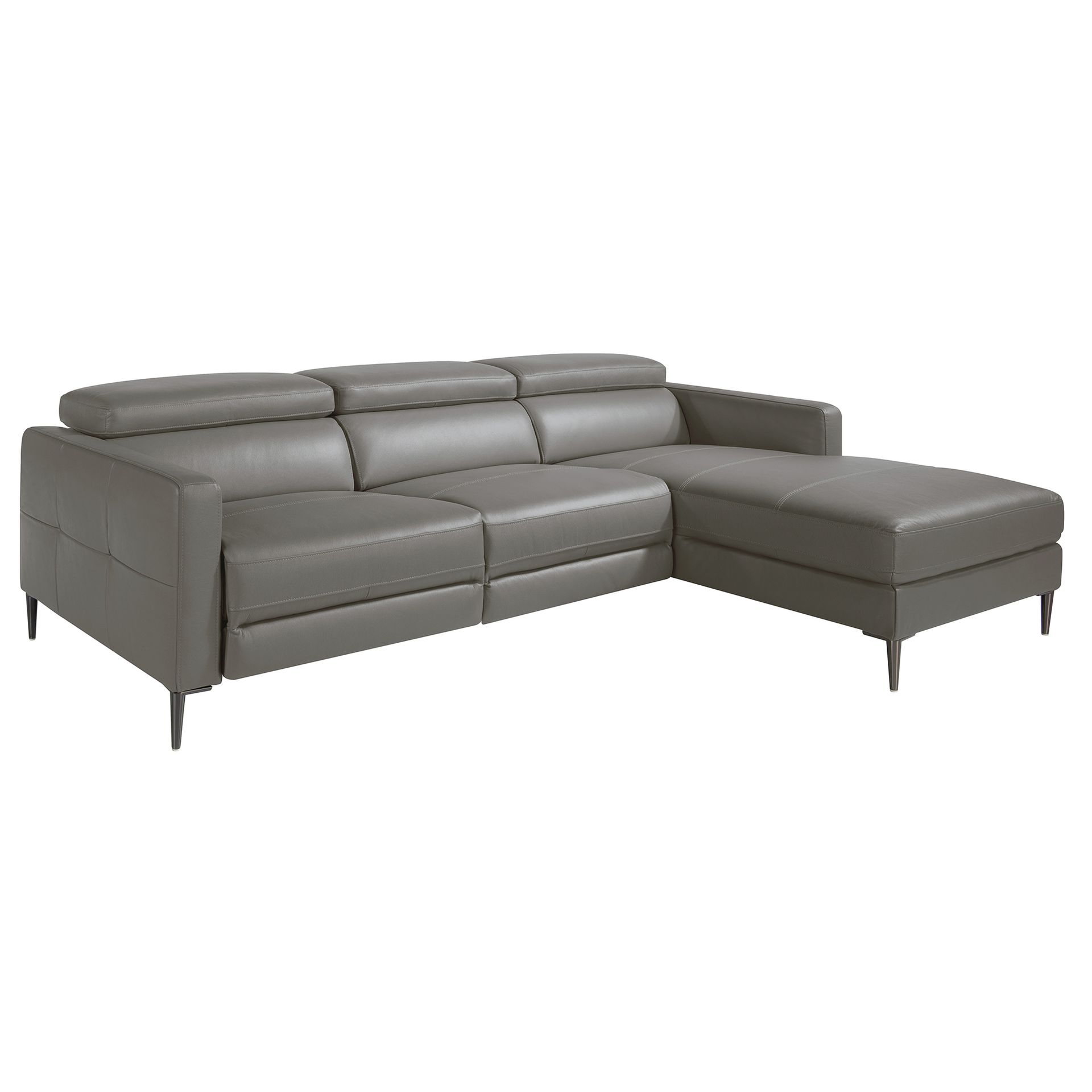 Relax-Chaiselongue Rechts, Sofa Leder Dunkelgrau 6126
