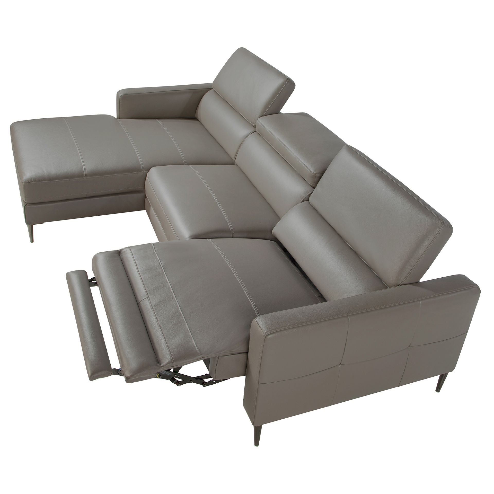 Relaxing Chaise Longue Right, Sofa Leather Dark Grey 6126