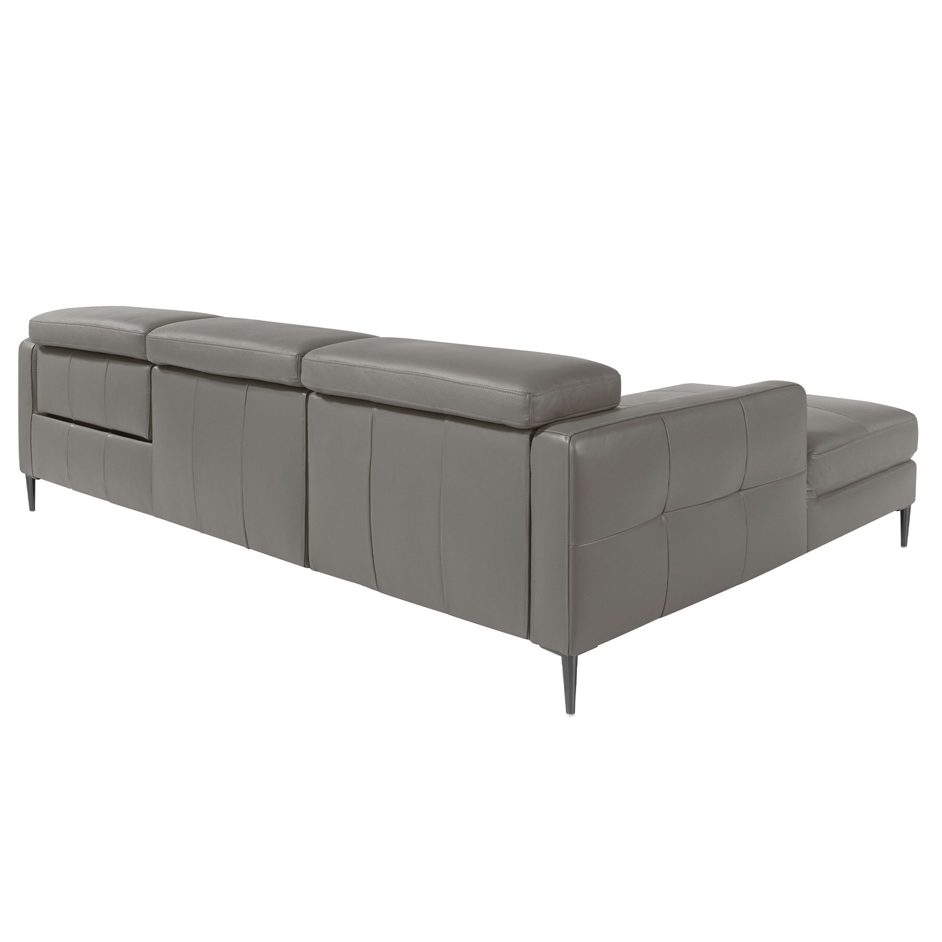 Relaxing Chaise Longue Right, Sofa Leather Dark Grey 6126
