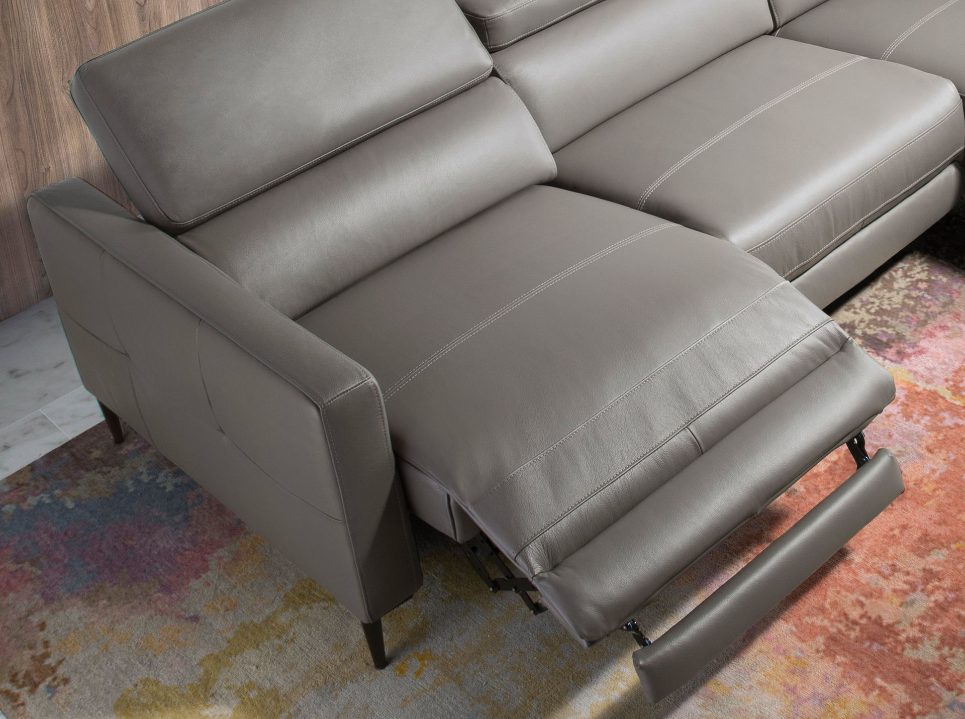 Relax-Chaiselongue Rechts, Sofa Leder Dunkelgrau 6126