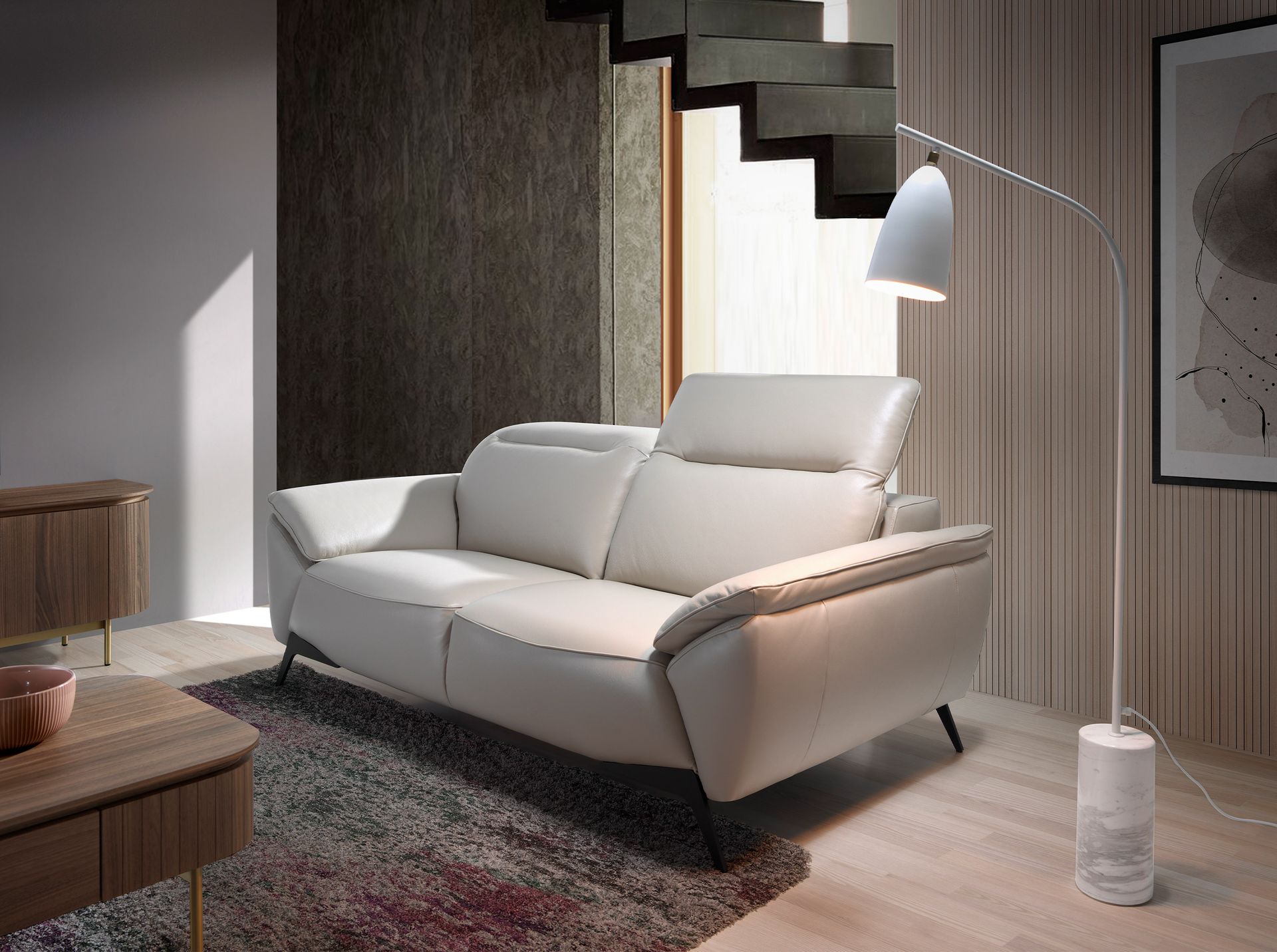 2-seater sofa leather taupe 6131