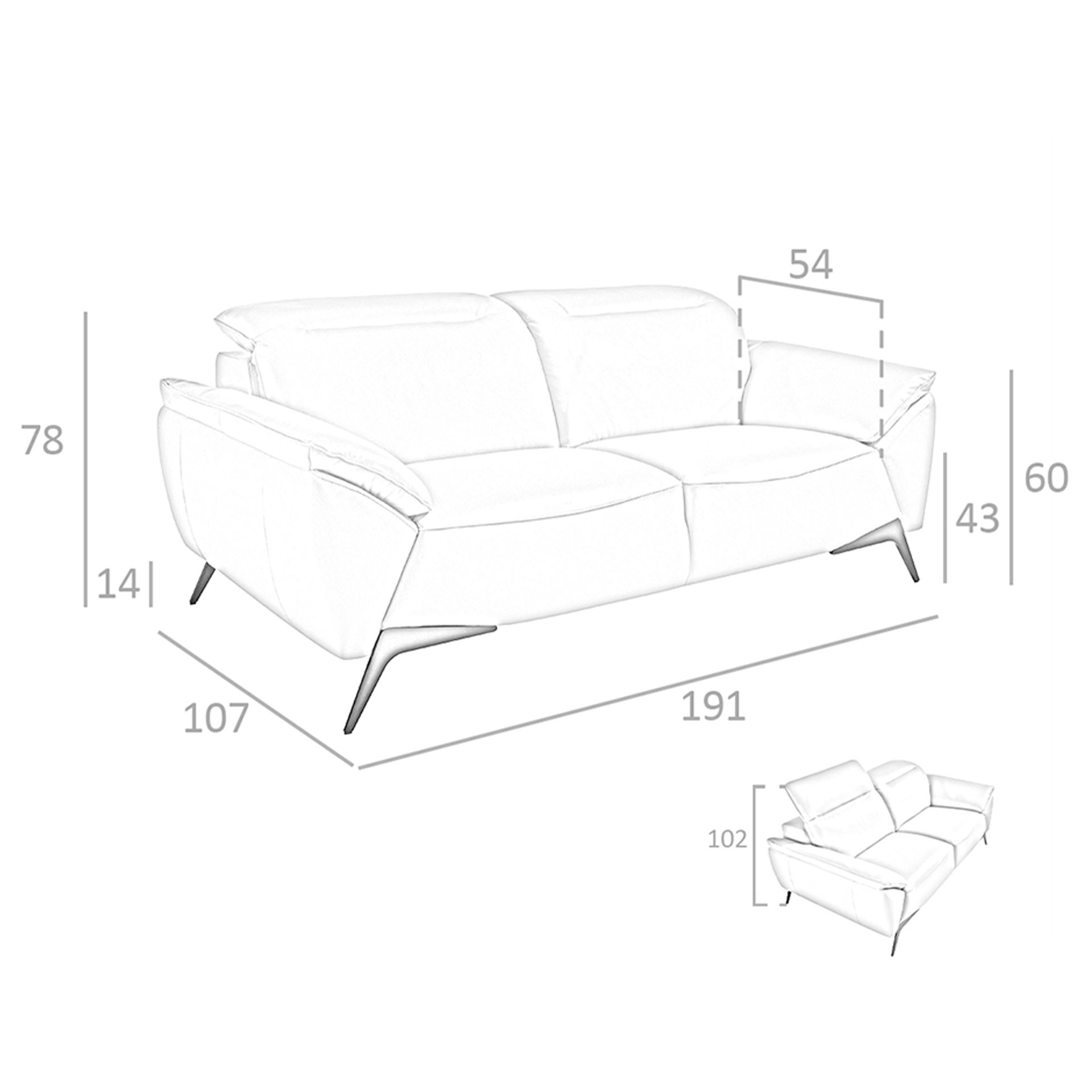2-Sitzer-Sofa Leder Taupe 6131