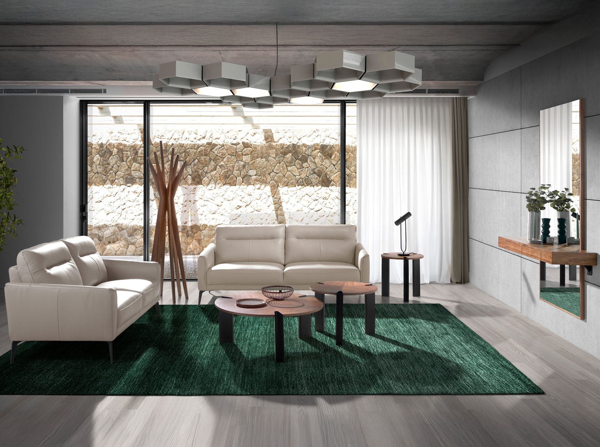 3-seater sofa leather taupe grey 6138