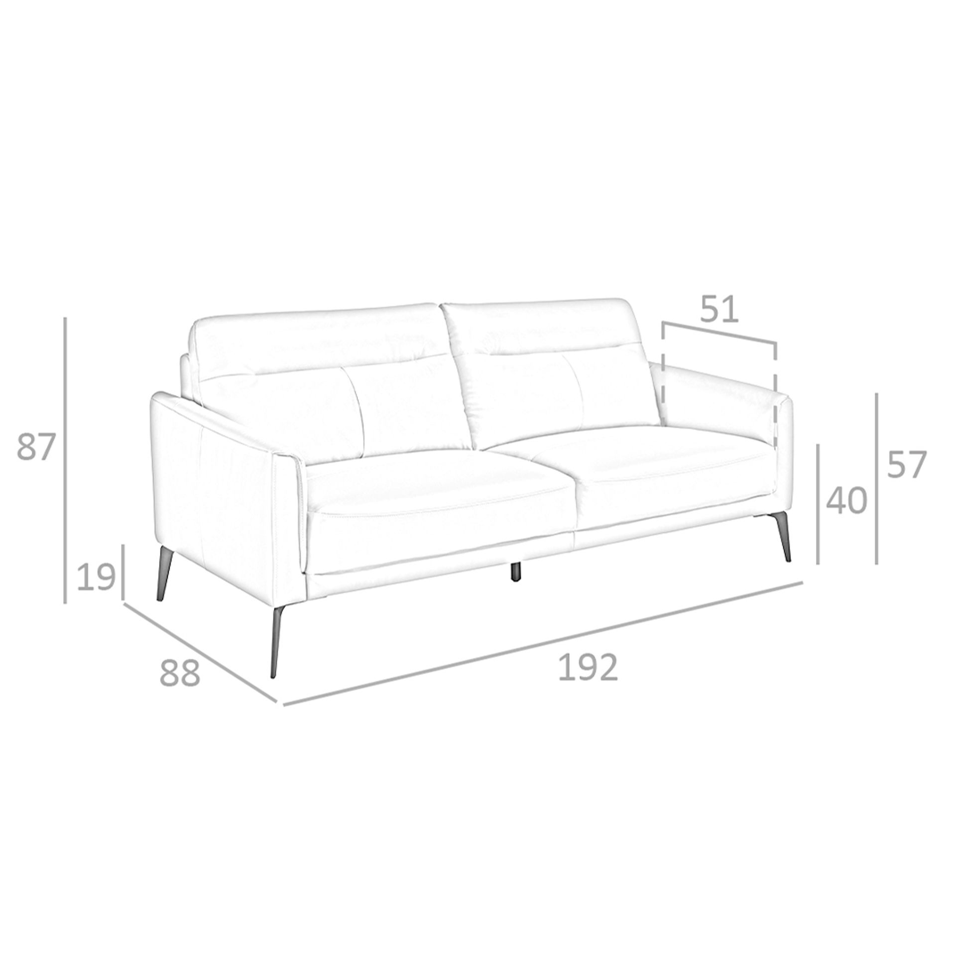 3-Sitzer-Sofa Leder Taupegrau 6138
