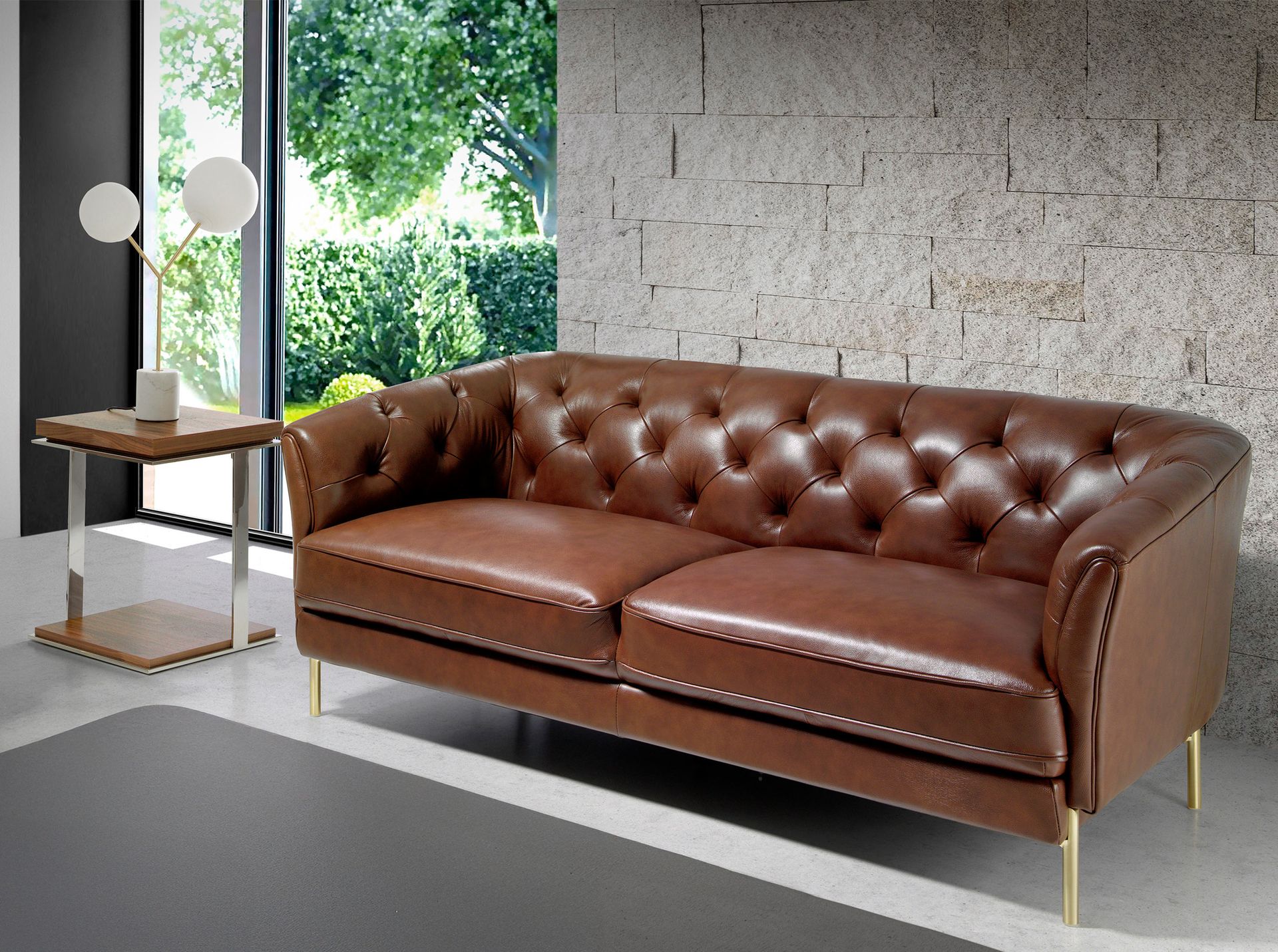 Chester 2-seater sofa leather cognac brown 6139
